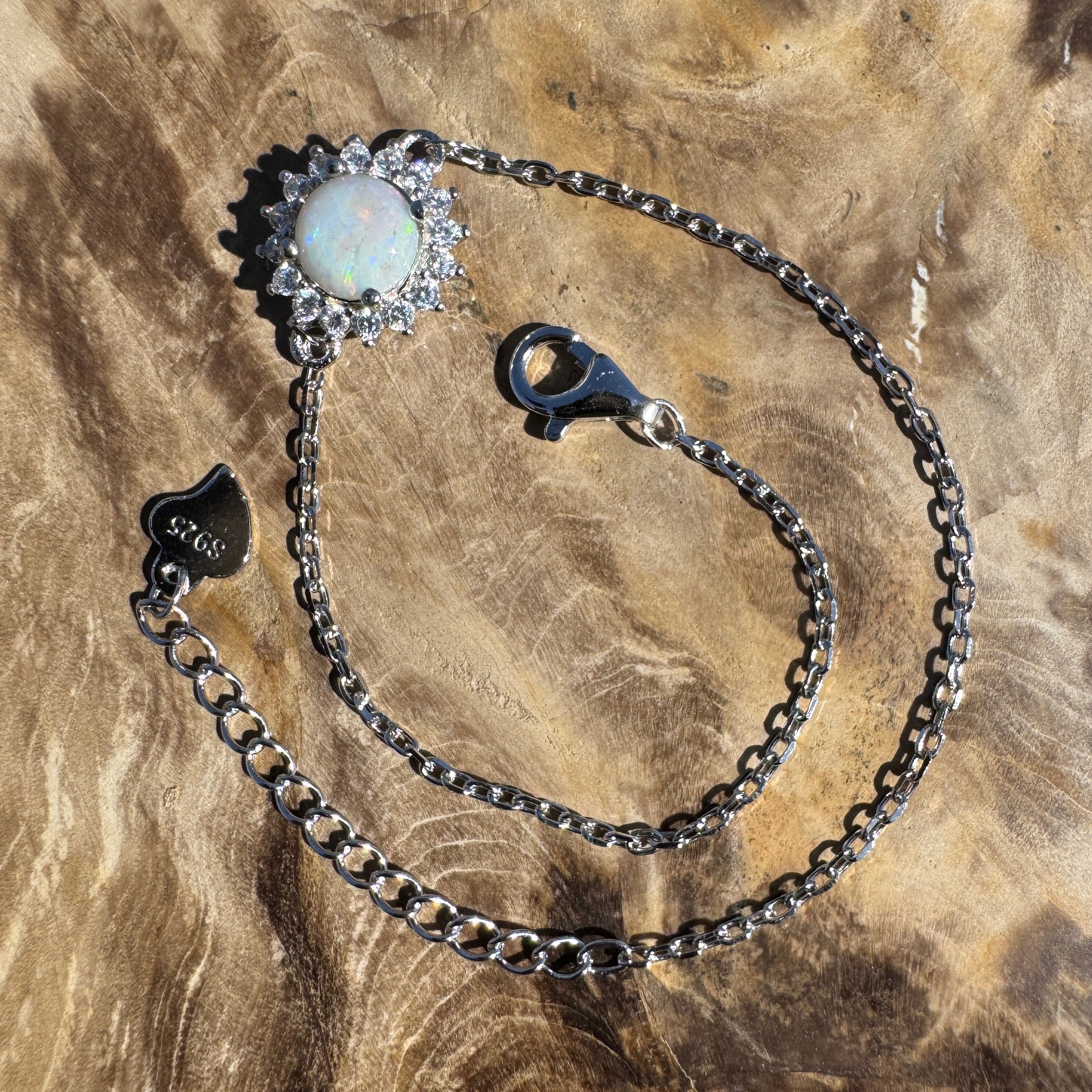 0.7ct Coober Pedy Opal Bracelet ~ 'Kanku Wildflower' | 925 Sterling Silver | Solid Australian Opal