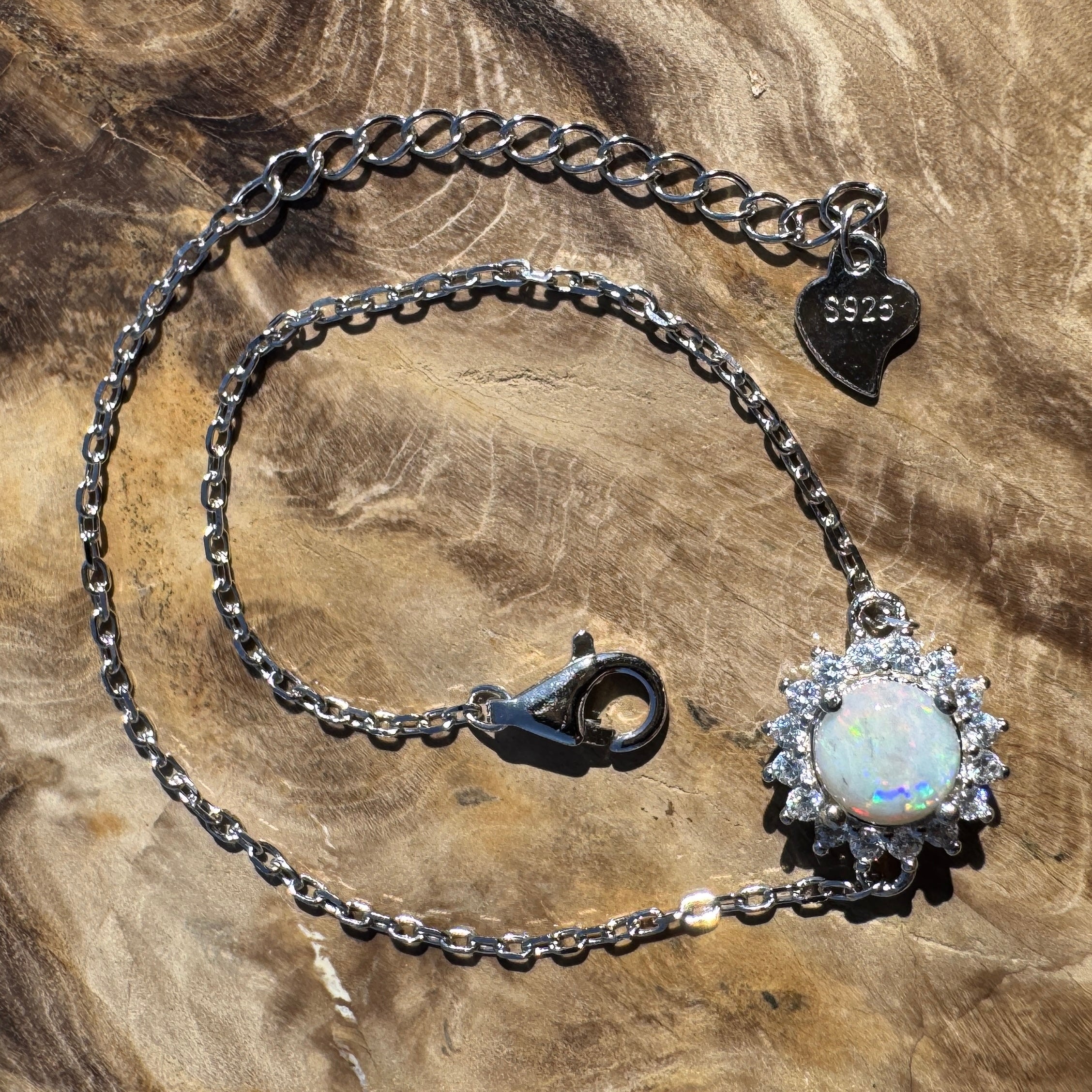 0.7ct Coober Pedy Opal Bracelet ~ 'Kanku Wildflower' | 925 Sterling Silver | Solid Australian Opal