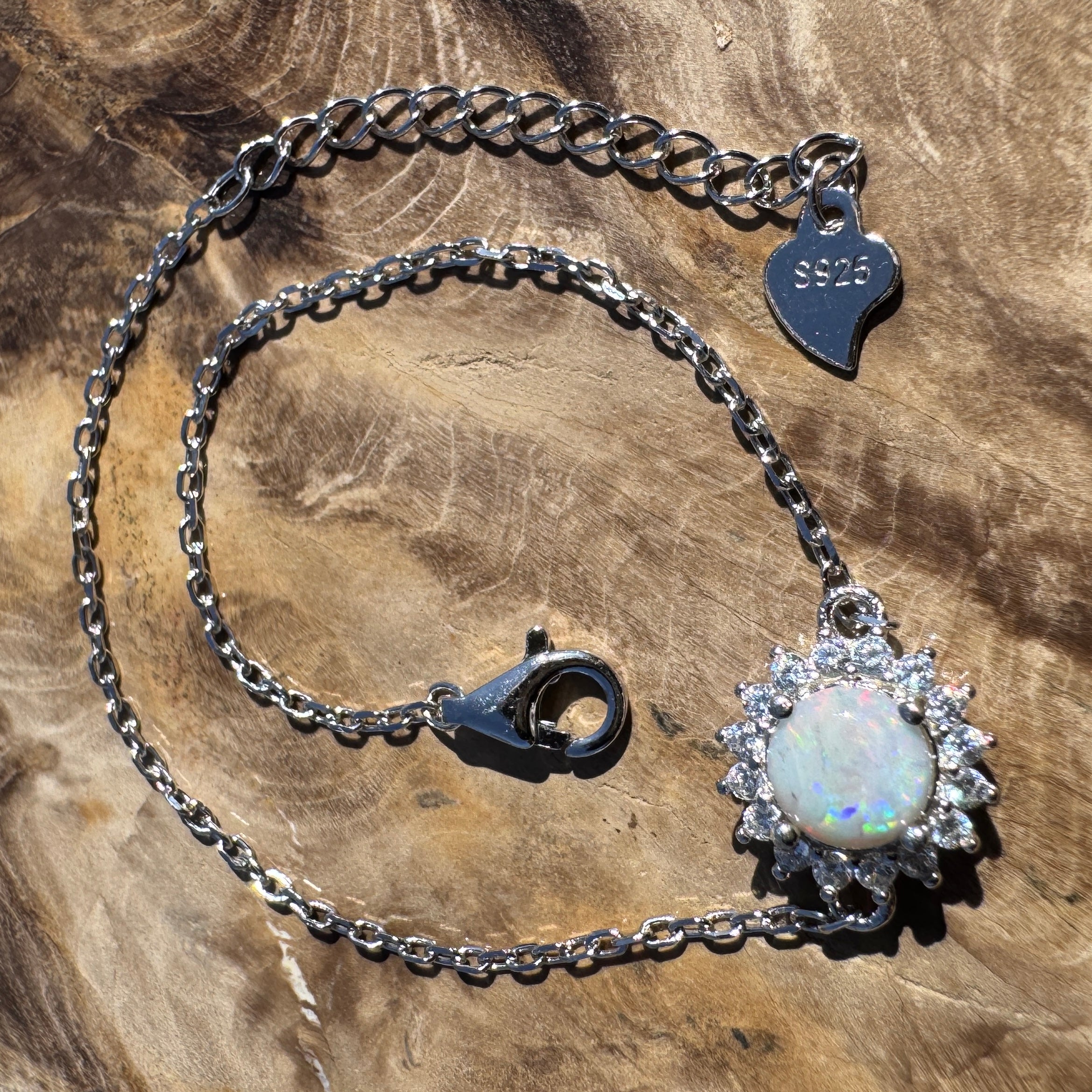 0.7ct Coober Pedy Opal Bracelet ~ 'Kanku Wildflower' | 925 Sterling Silver | Solid Australian Opal