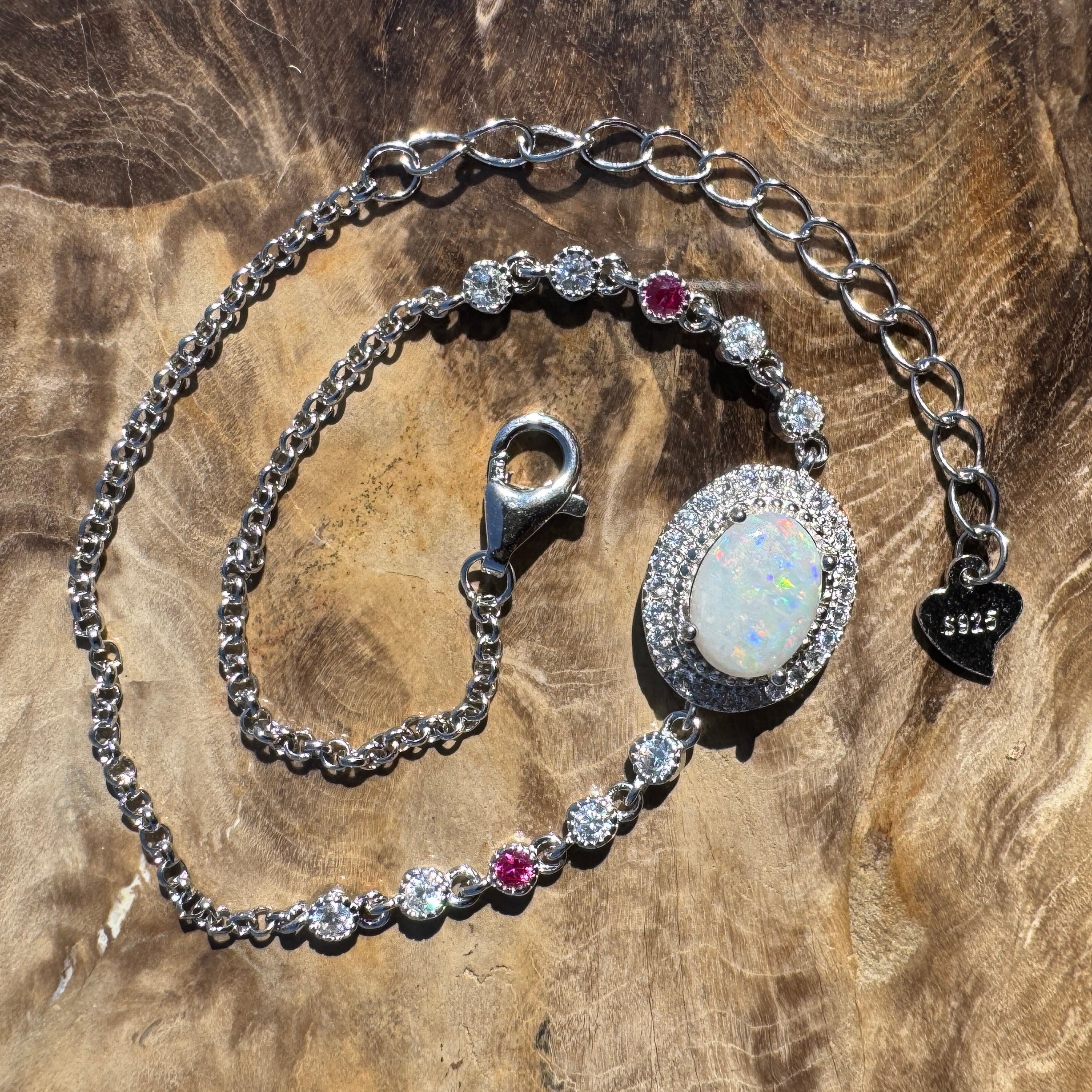 1.2ct Coober Pedy Opal Bracelet ~ 'Ingomar Sunrise' | 925 Sterling Silver | Solid Australian Opal