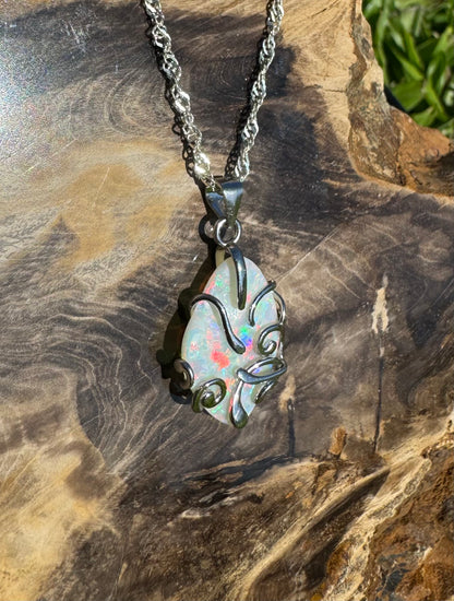 4.7ct Solid Coober Pedy Opal Sterling Silver Pendant