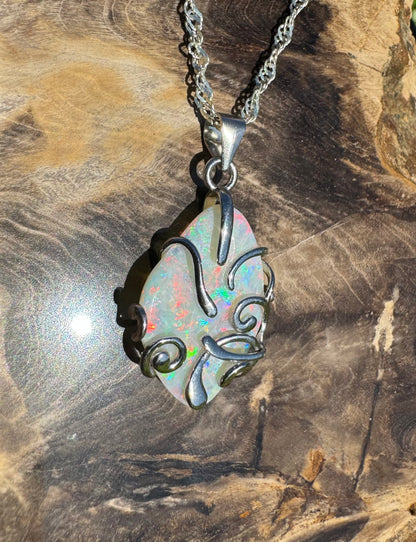 4.7ct Solid Coober Pedy Opal Sterling Silver Pendant