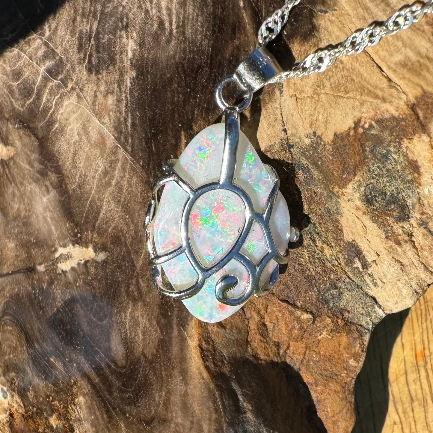 4.7ct Solid Coober Pedy Opal Sterling Silver Pendant