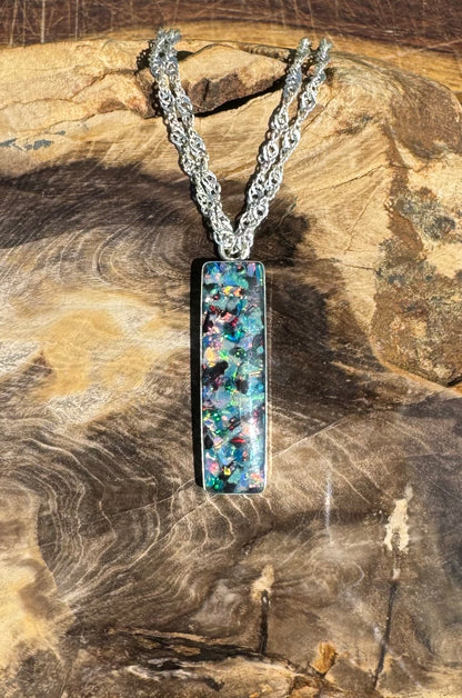 Handcrafted Australian Opal Chip Sterling Silver Pendant