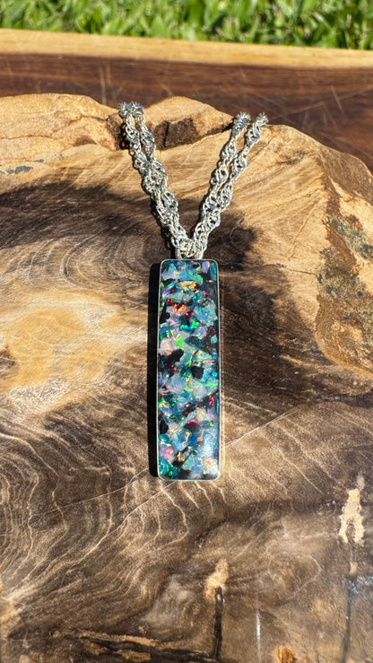 Handcrafted Australian Opal Chip Sterling Silver Pendant