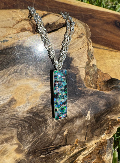 Handcrafted Australian Opal Chip Sterling Silver Pendant