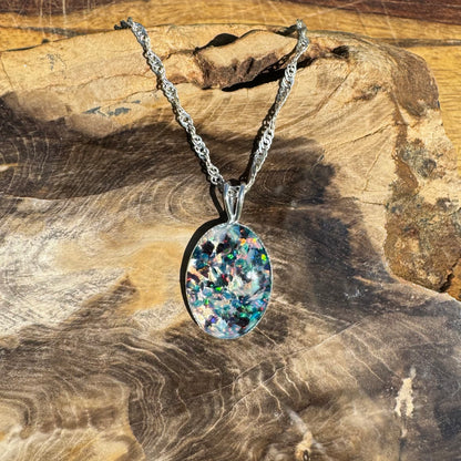 Handcrafted Australian Opal Chip Sterling Silver Pendant