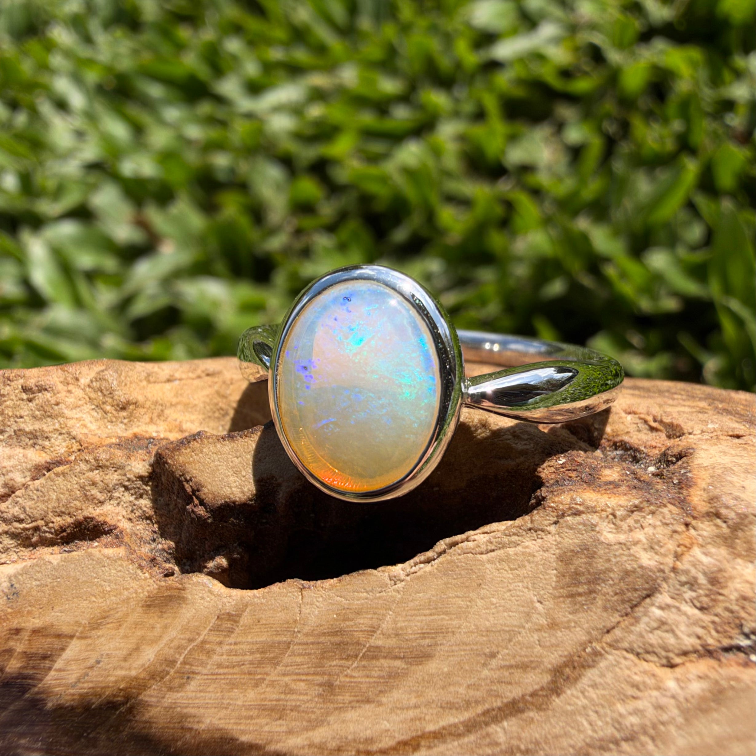 1ct Lightning Ridge Opal Ring ~ 'Wineglass Bay Blues' | 925 Sterling Silver | Solid Australian Opal