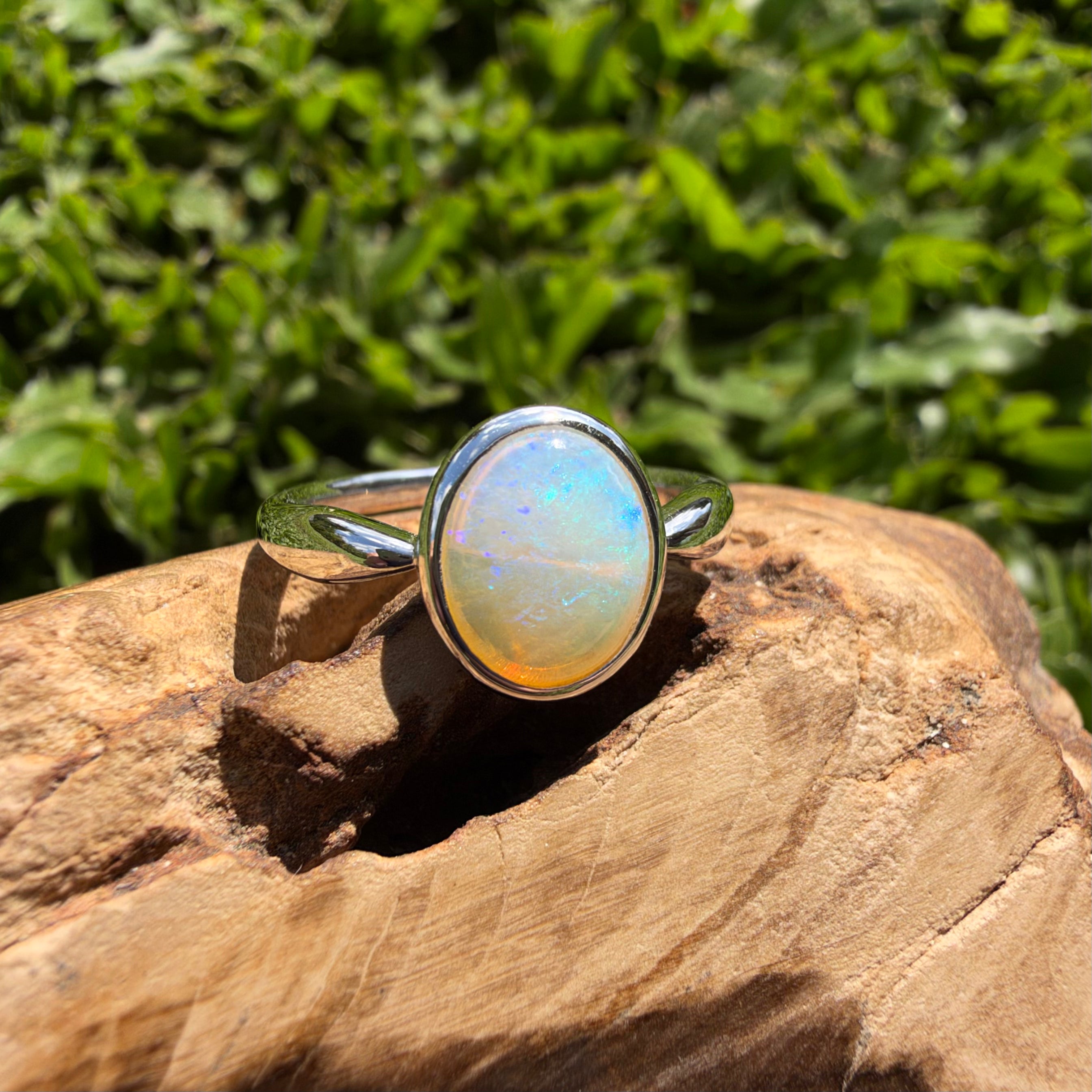 1ct Lightning Ridge Opal Ring ~ 'Wineglass Bay Blues' | 925 Sterling Silver | Solid Australian Opal