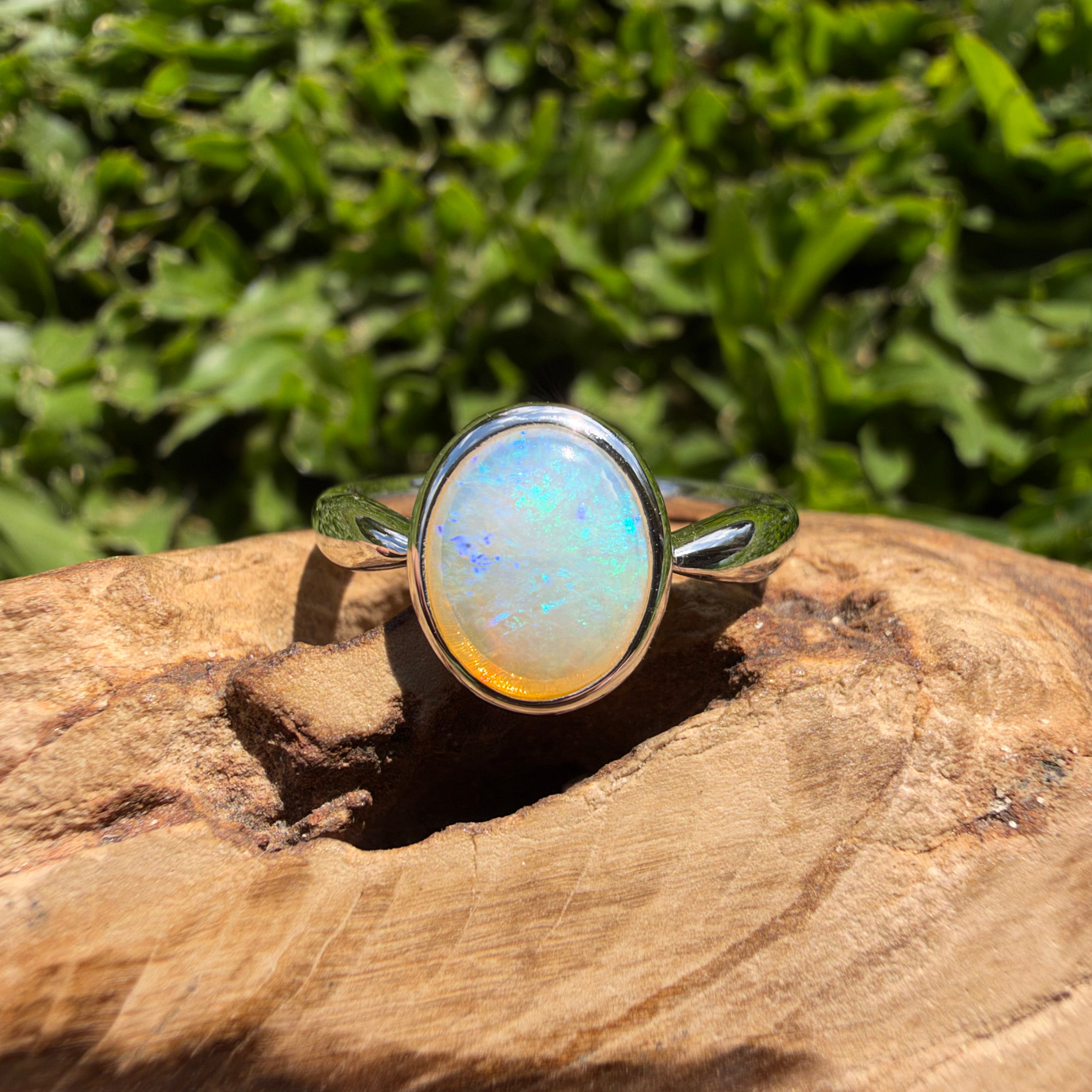 1ct Lightning Ridge Opal Ring ~ 'Wineglass Bay Blues' | 925 Sterling Silver | Solid Australian Opal
