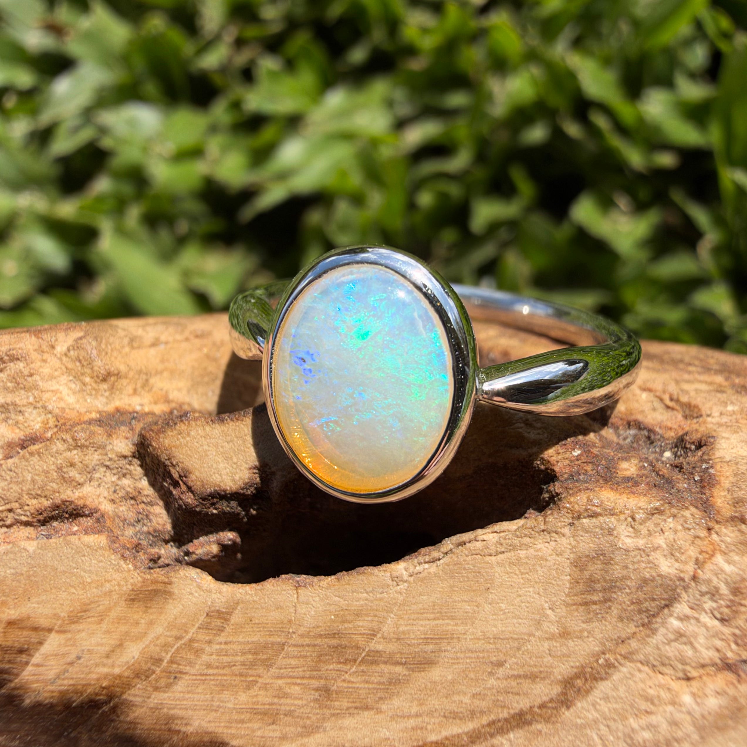 1ct Lightning Ridge Opal Ring ~ 'Wineglass Bay Blues' | 925 Sterling Silver | Solid Australian Opal