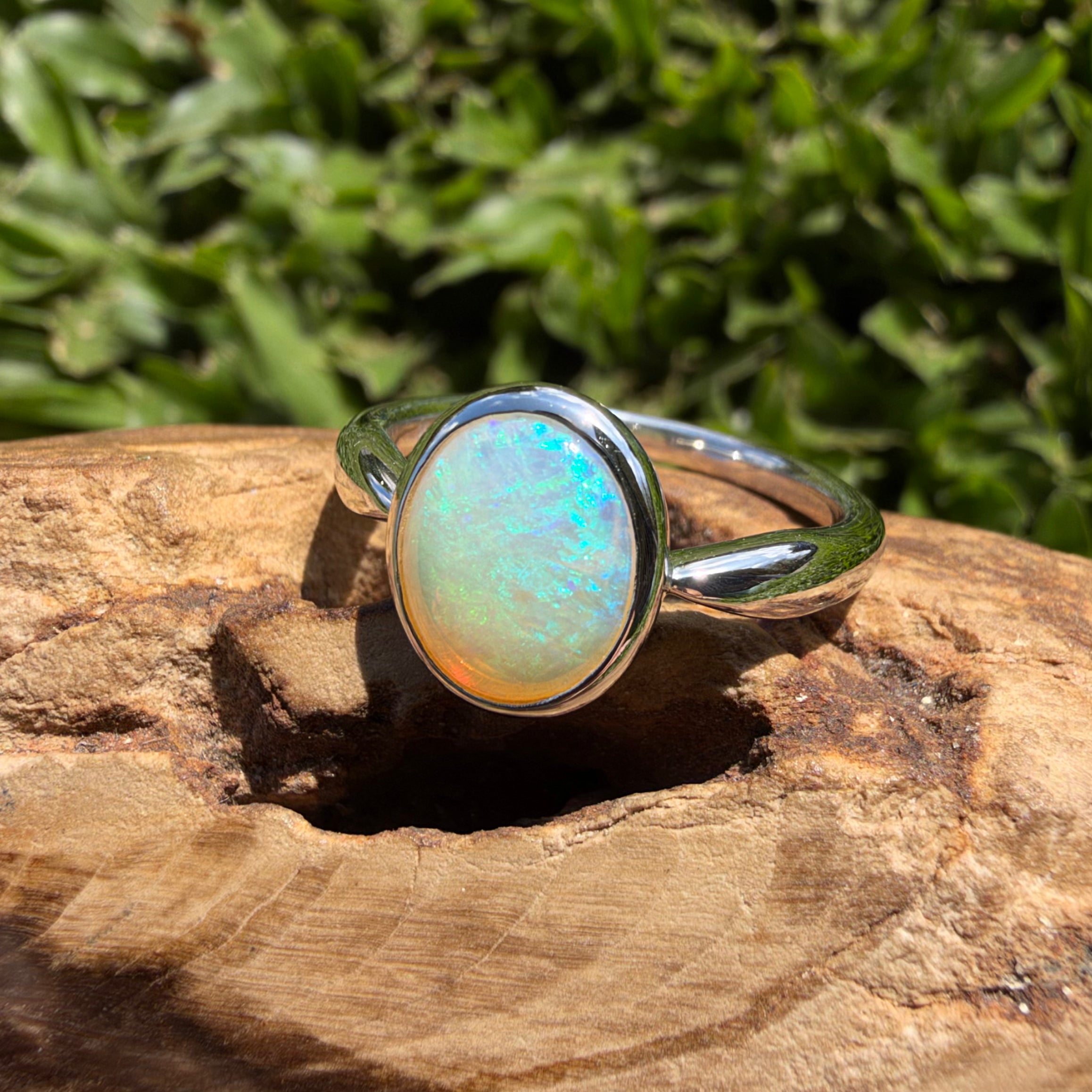 1ct Lightning Ridge Opal Ring ~ 'Wineglass Bay Blues' | 925 Sterling Silver | Solid Australian Opal
