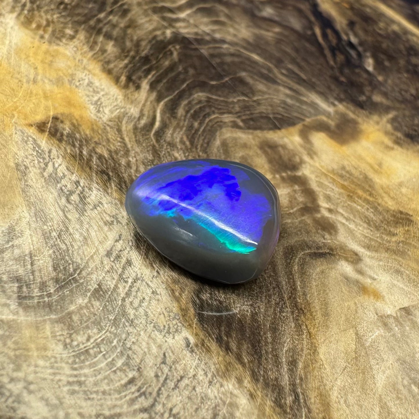 Hand-Cut Solid Lightning Ridge Semi Black Opal 5.4carat