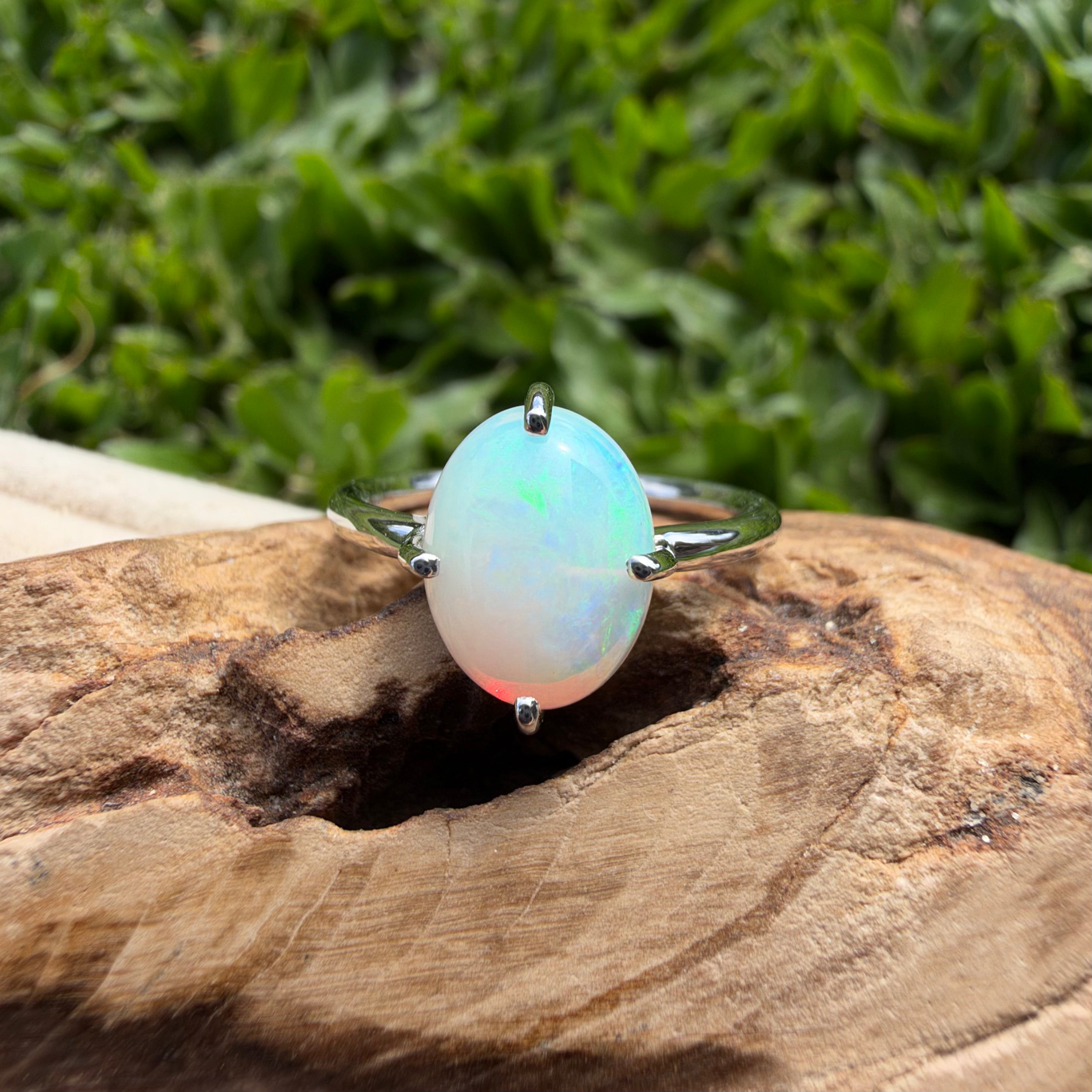 2.5ct Coober Pedy Opal Ring ~ 'Karijini Rainbow' | 925 Sterling Silver | Solid Australian Opal