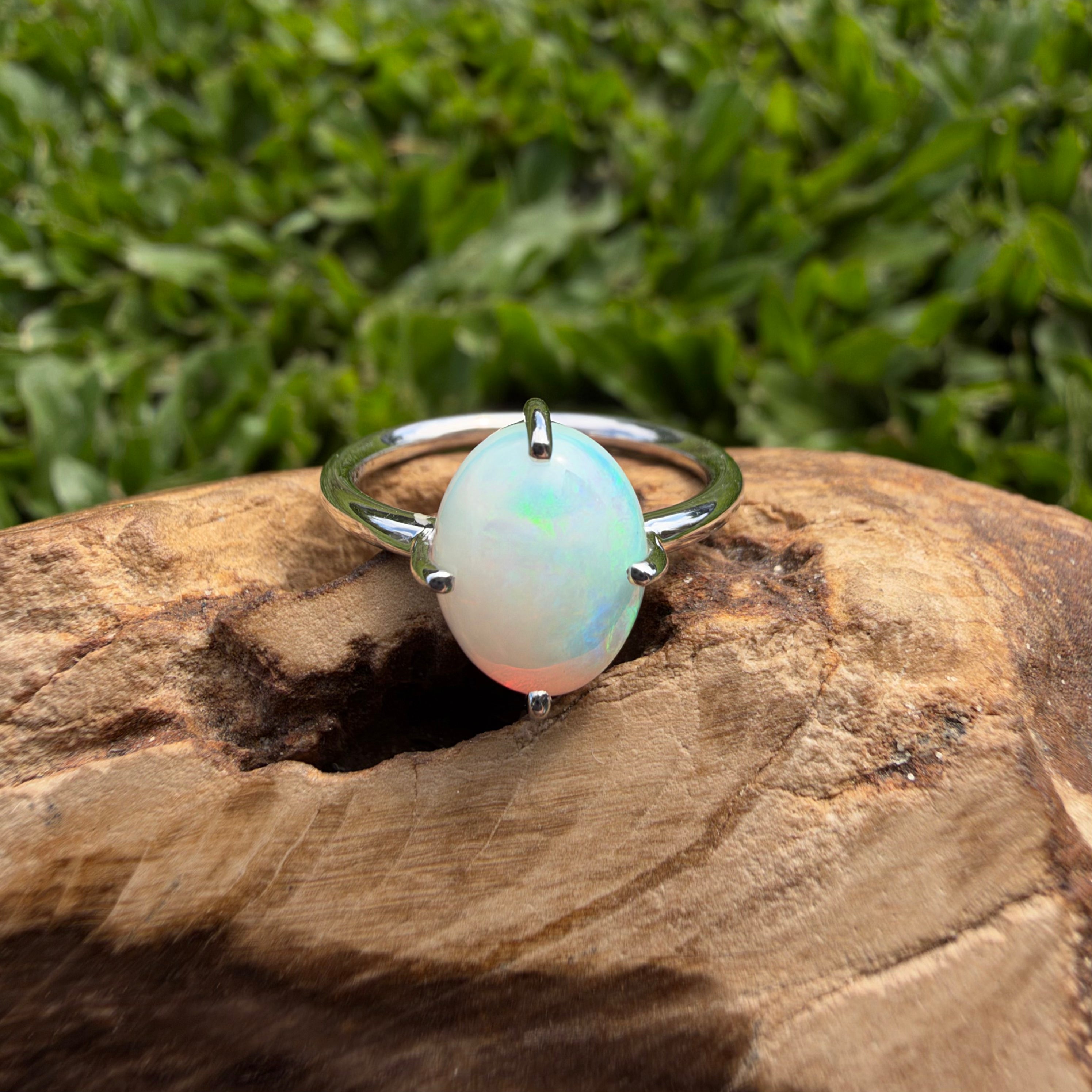 2.5ct Coober Pedy Opal Ring ~ 'Karijini Rainbow' | 925 Sterling Silver | Solid Australian Opal