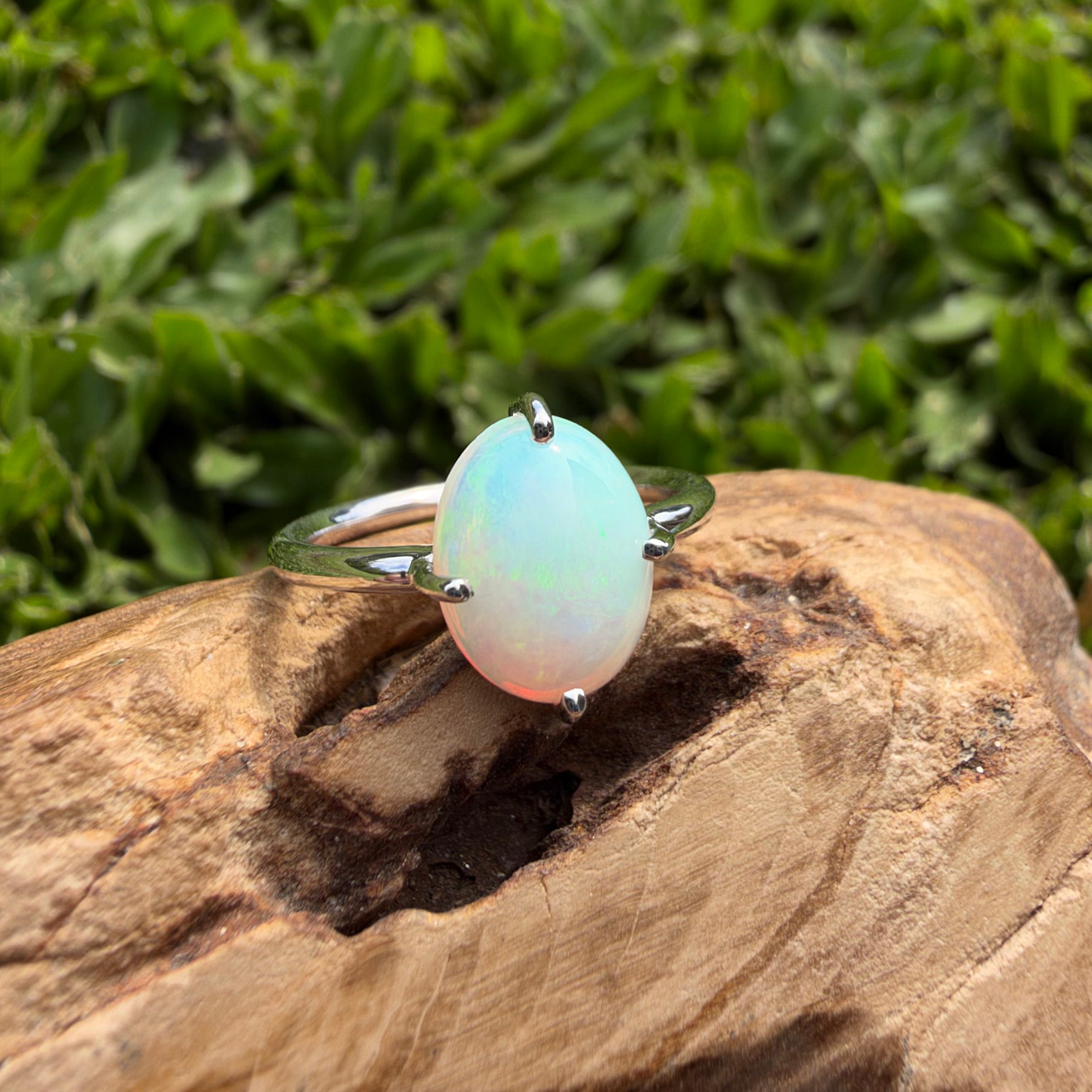 2.5ct Coober Pedy Opal Ring ~ 'Karijini Rainbow' | 925 Sterling Silver | Solid Australian Opal