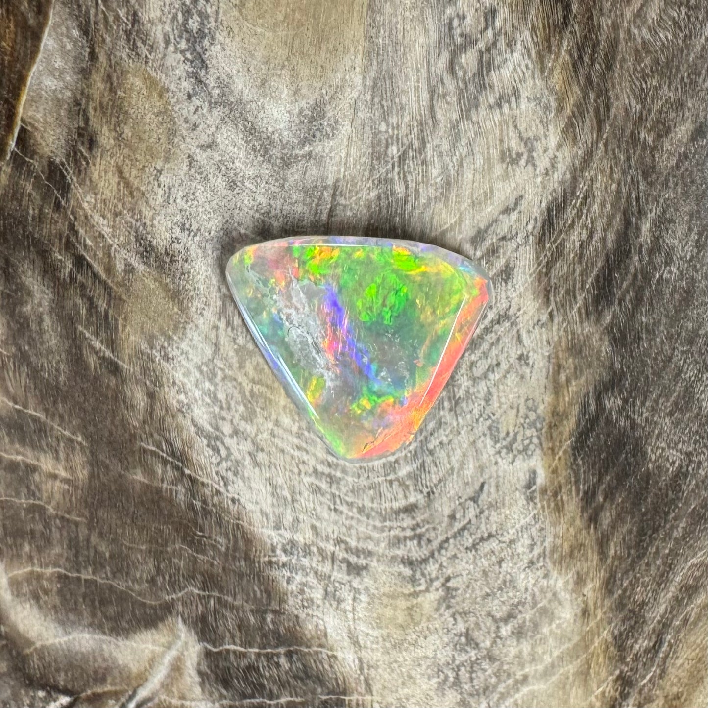 Hand-Cut Solid Lightning Ridge Semi Black Opal 1.1carat