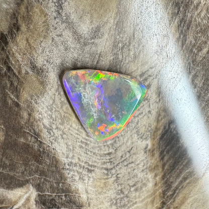 Hand-Cut Solid Lightning Ridge Semi Black Opal 1.1carat