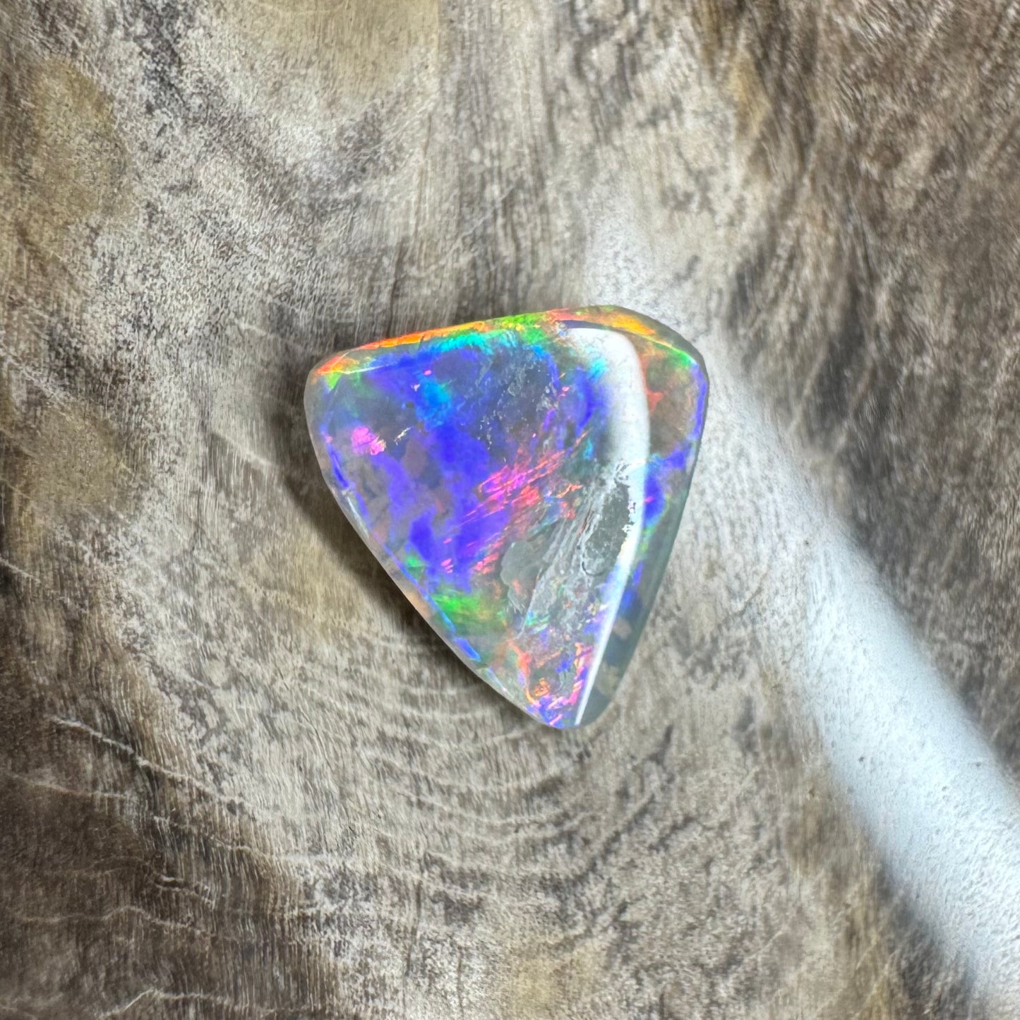 Hand-Cut Solid Lightning Ridge Semi Black Opal 1.1carat