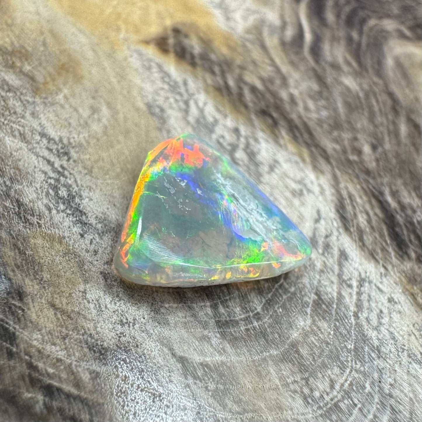 Hand-Cut Solid Lightning Ridge Semi Black Opal 1.1carat