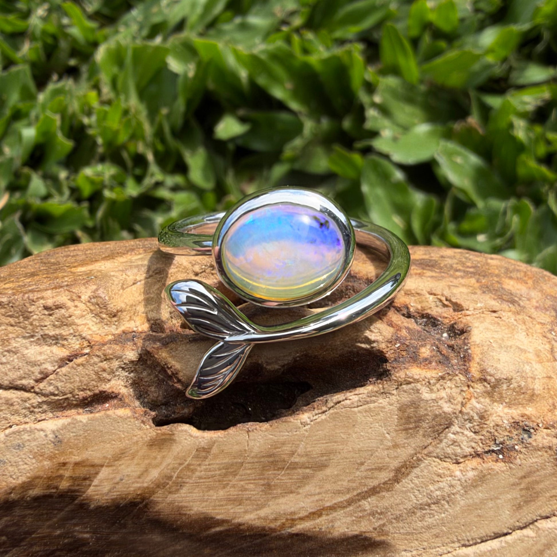 1.7ct Coober Pedy Opal Ring ~ 'Blue Whale Twilight' | 925 Sterling Silver | Solid Australian Opal