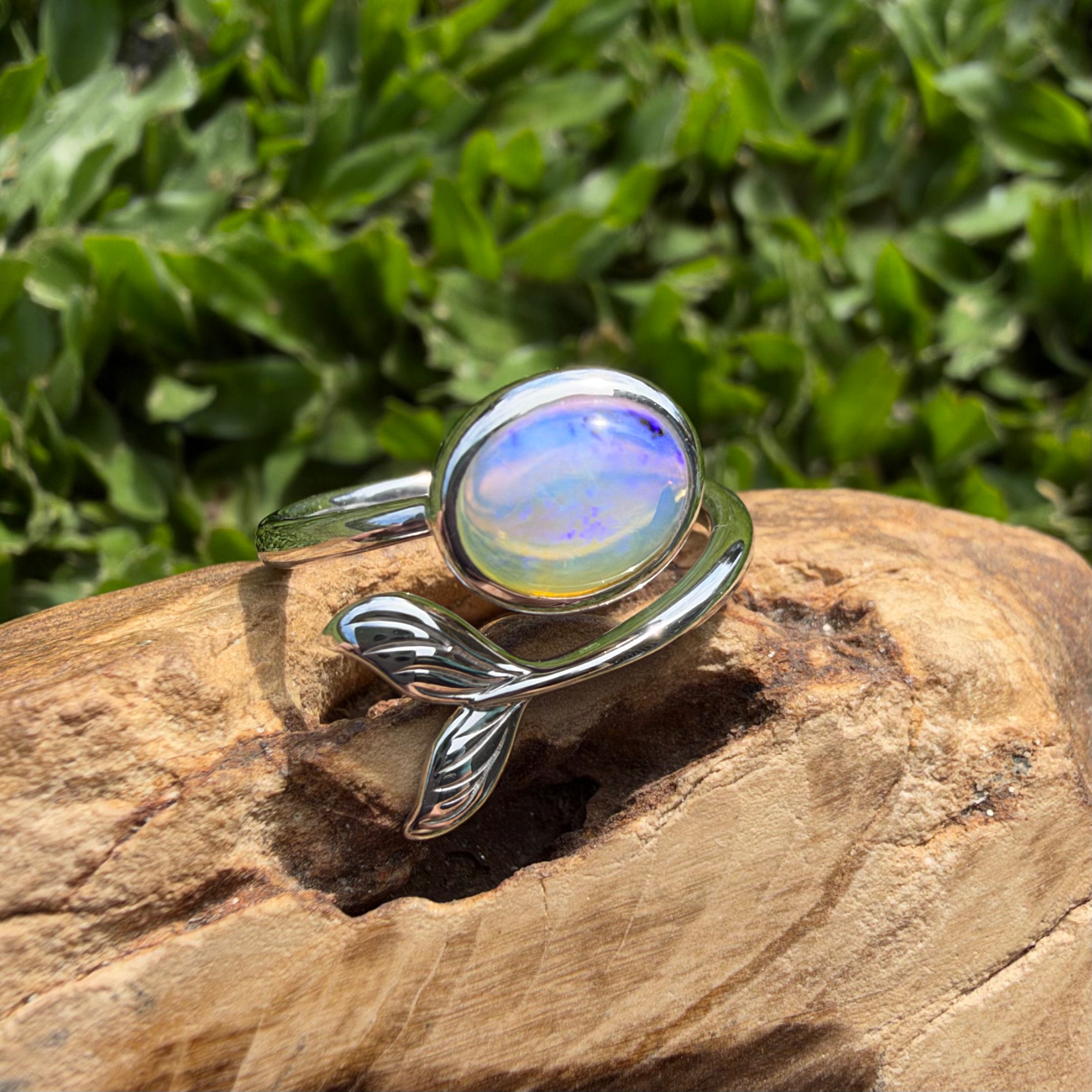 1.7ct Coober Pedy Opal Ring ~ 'Blue Whale Twilight' | 925 Sterling Silver | Solid Australian Opal
