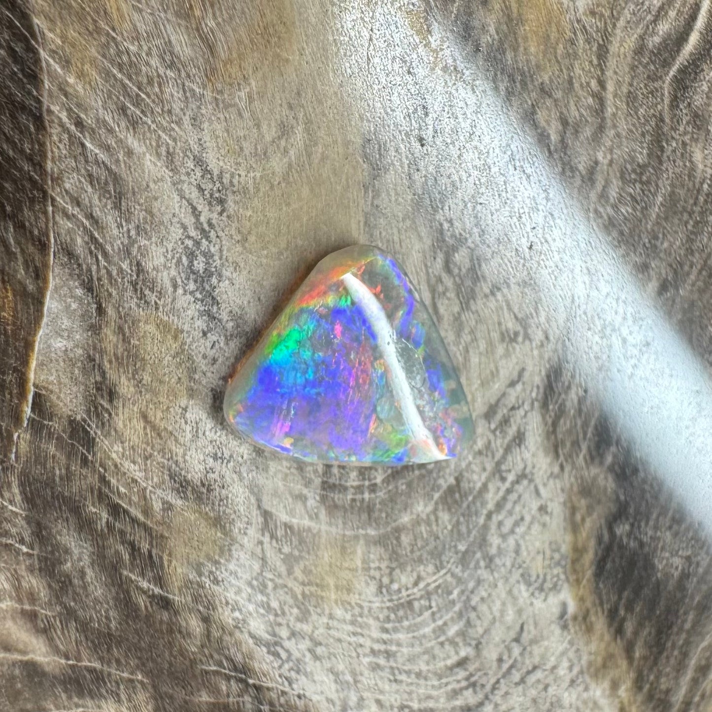 Hand-Cut Solid Lightning Ridge Semi Black Opal 1.1carat