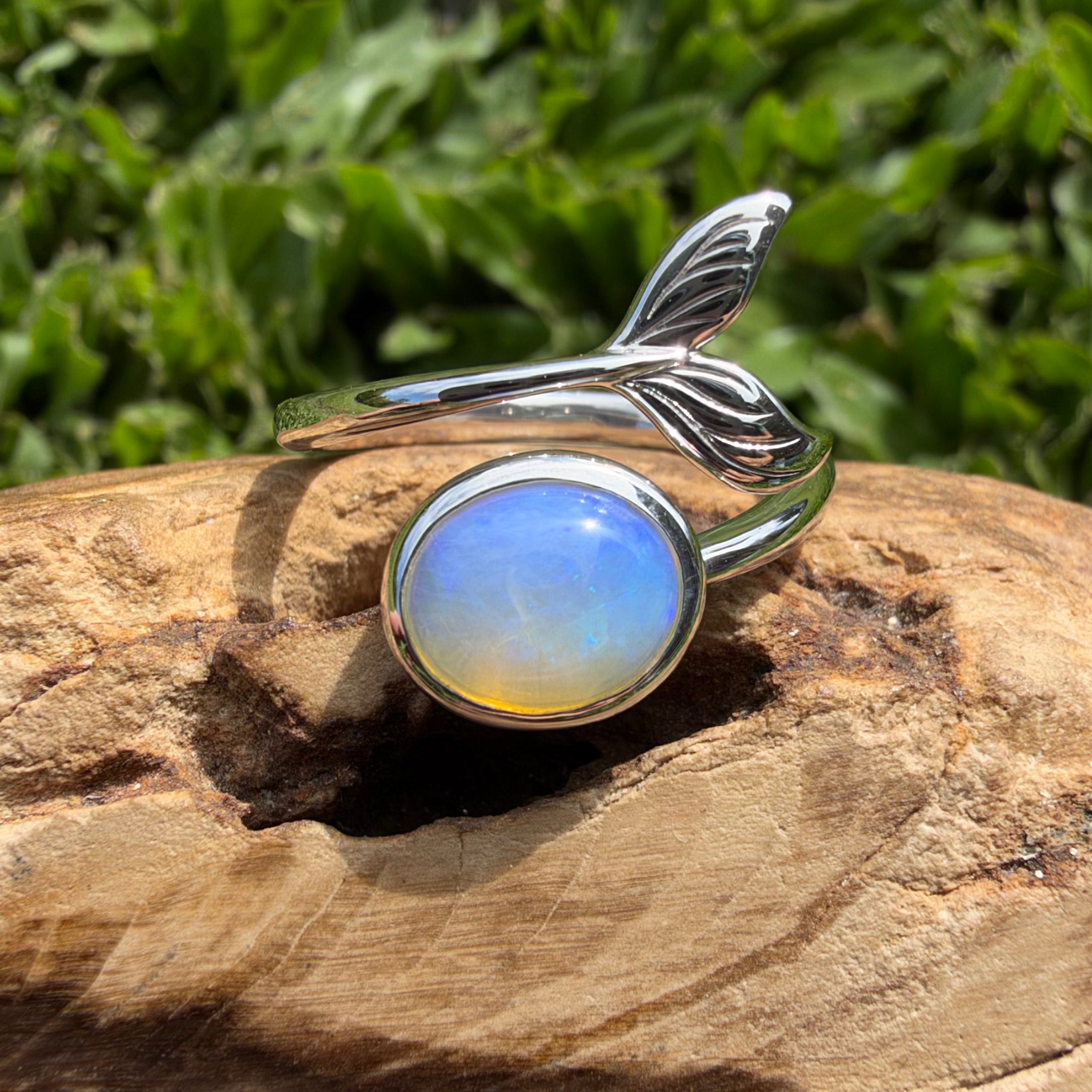 1.7ct Coober Pedy Opal Ring ~ 'Blue Whale Twilight' | 925 Sterling Silver | Solid Australian Opal