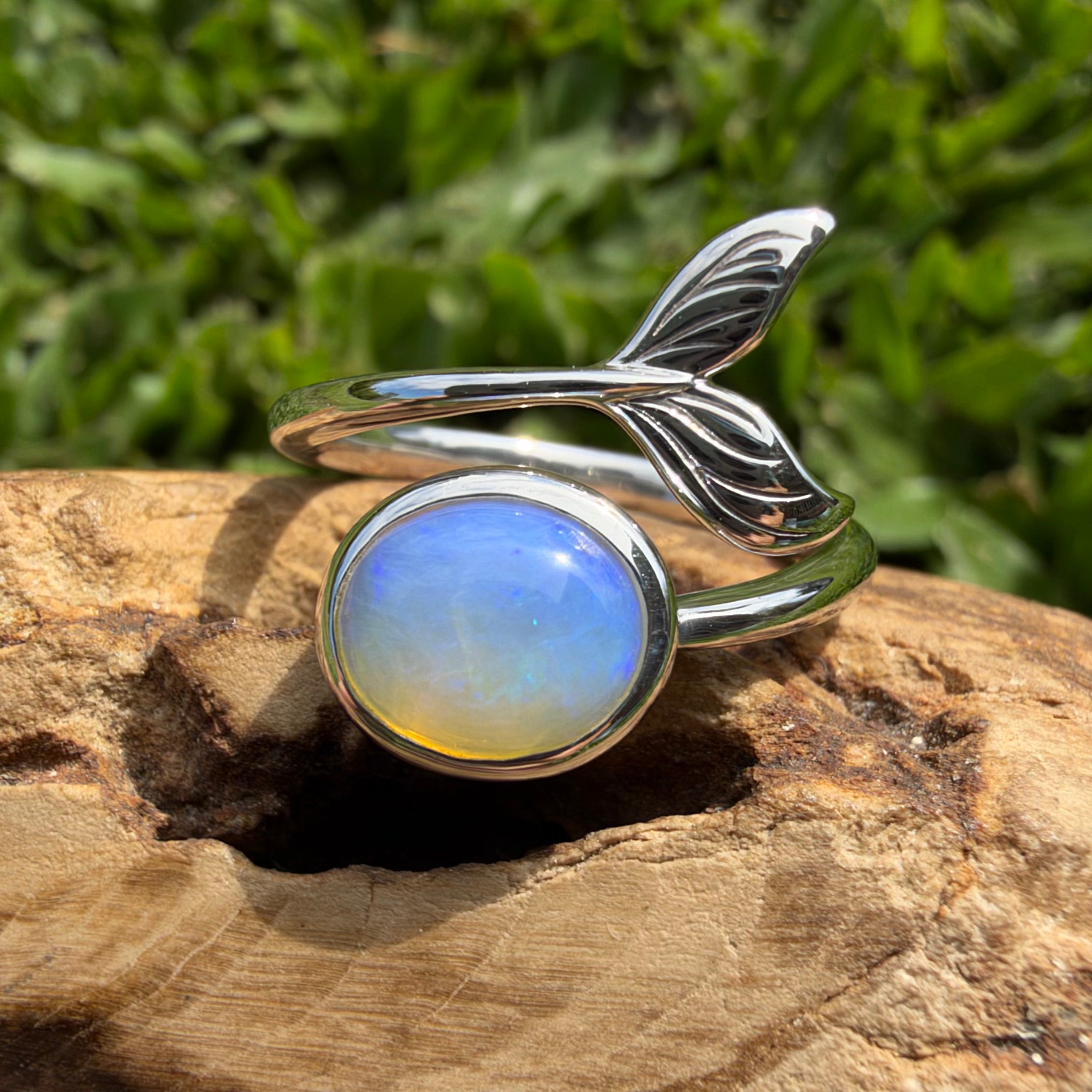 1.7ct Coober Pedy Opal Ring ~ 'Blue Whale Twilight' | 925 Sterling Silver | Solid Australian Opal
