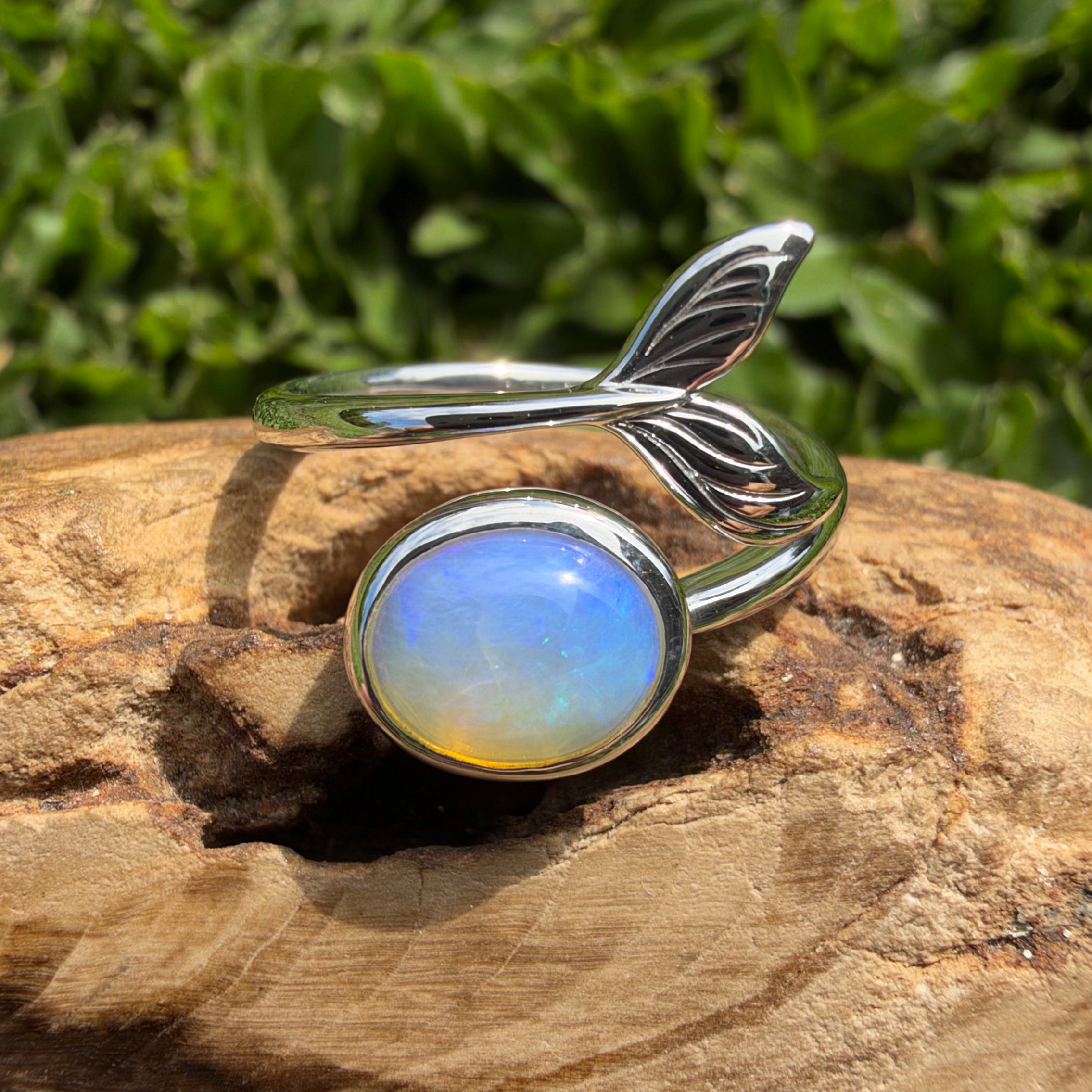 1.7ct Coober Pedy Opal Ring ~ 'Blue Whale Twilight' | 925 Sterling Silver | Solid Australian Opal