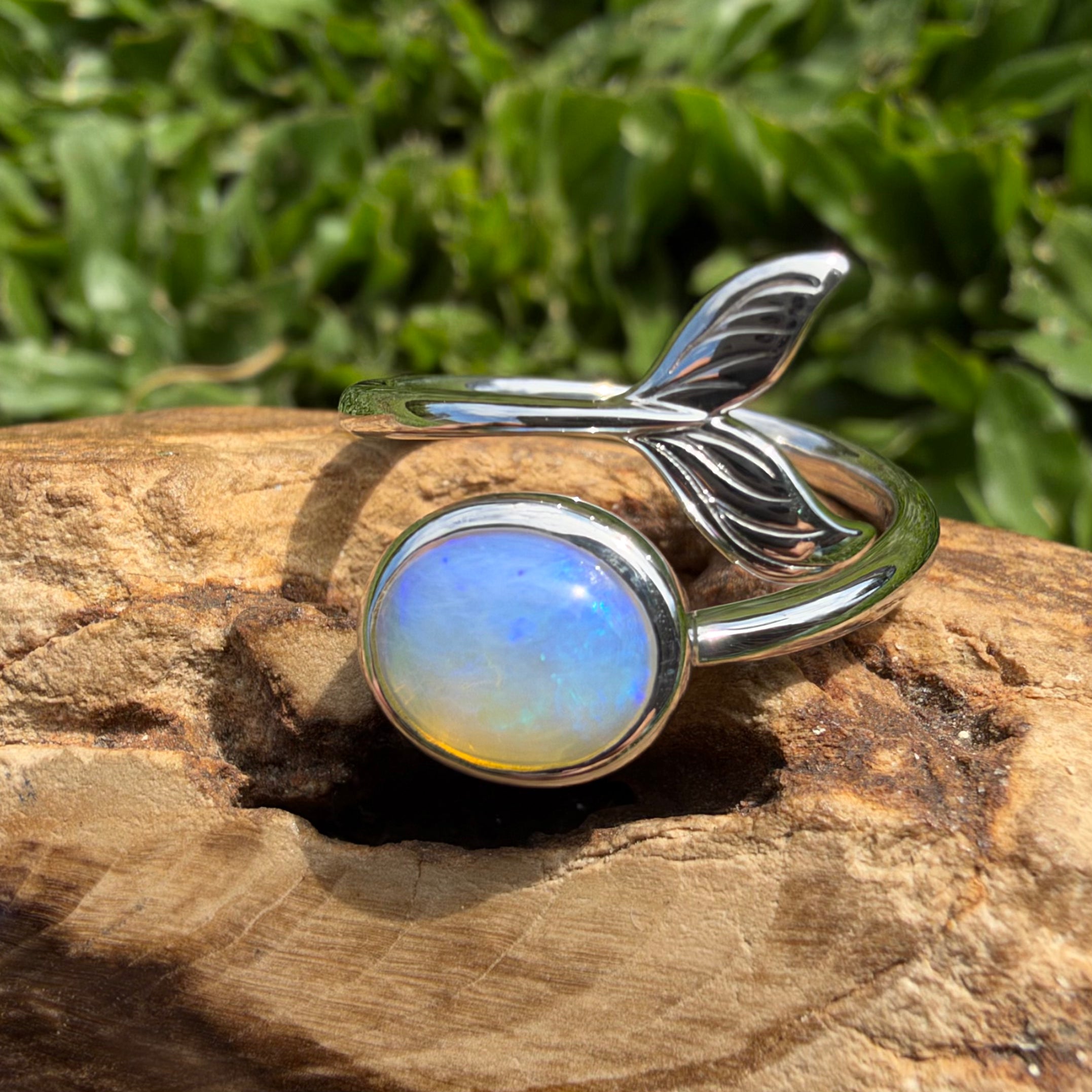 1.7ct Coober Pedy Opal Ring ~ 'Blue Whale Twilight' | 925 Sterling Silver | Solid Australian Opal