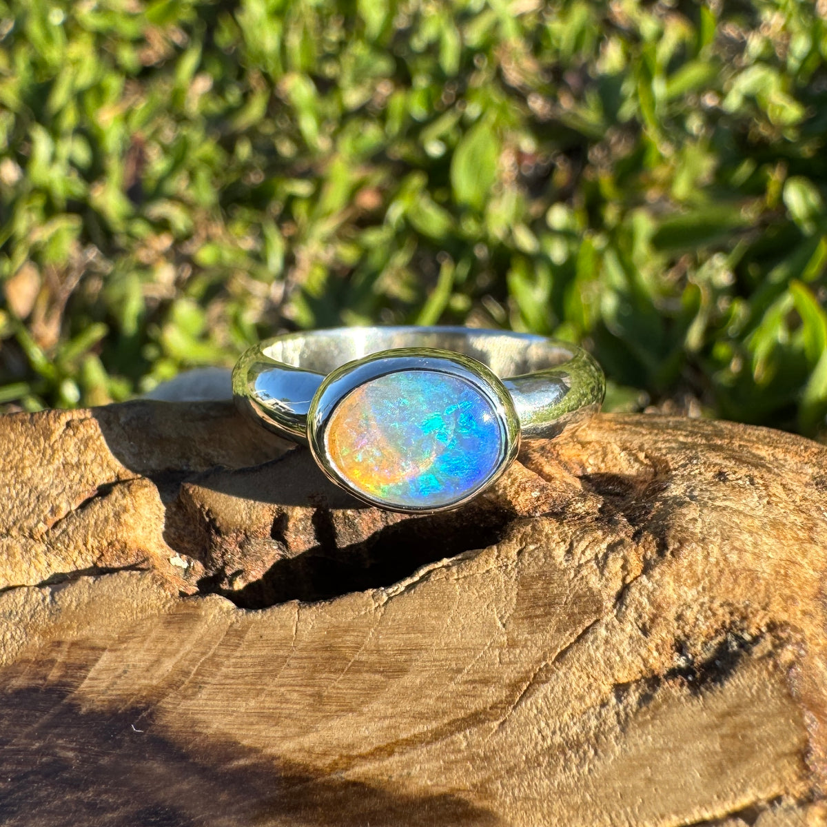 0.5ct Lightning Ridge Opal Ring ~ 'Margaret River Gleam' | 925 Sterling Silver | Solid Australian Opal