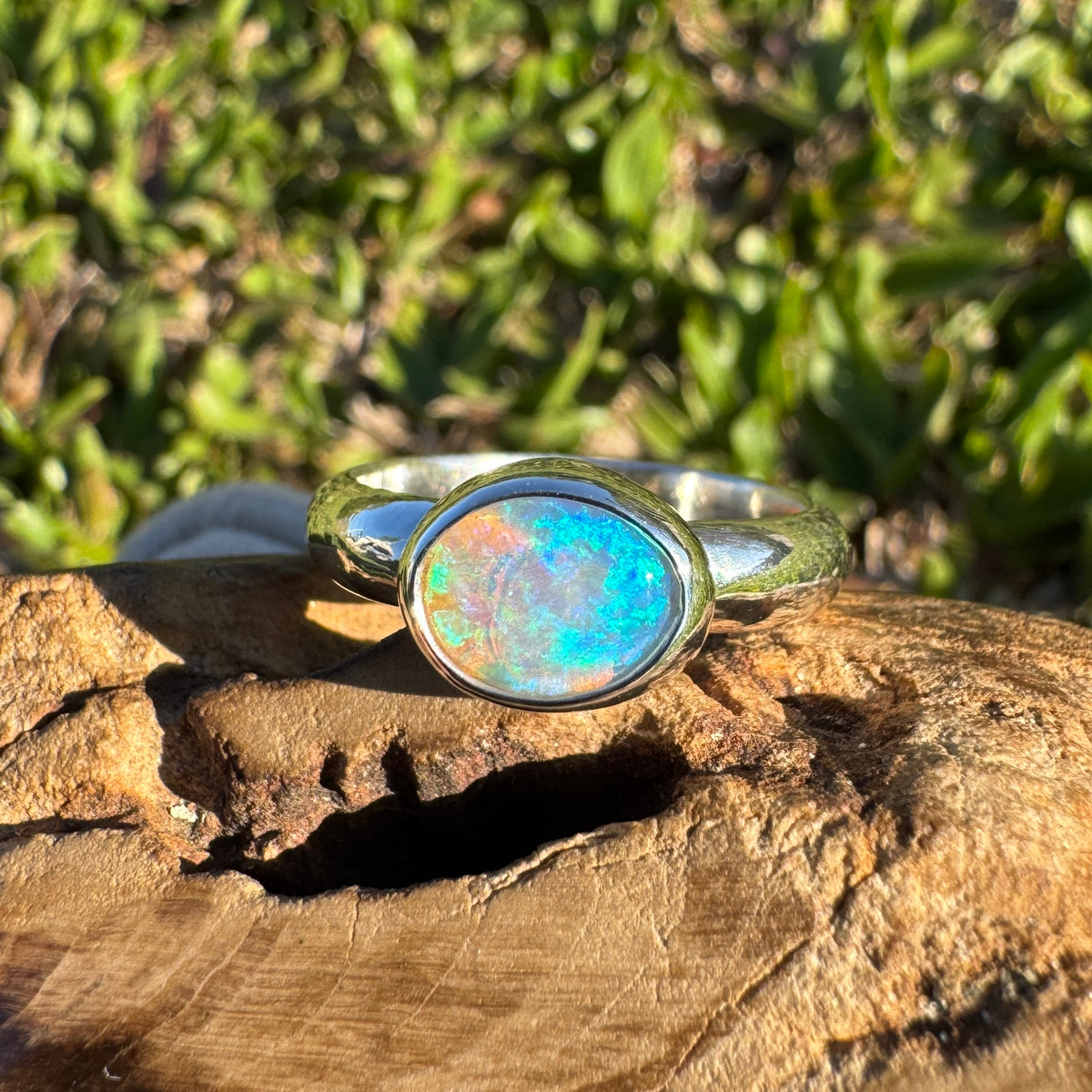 0.5ct Lightning Ridge Opal Ring ~ 'Margaret River Gleam' | 925 Sterling Silver | Solid Australian Opal