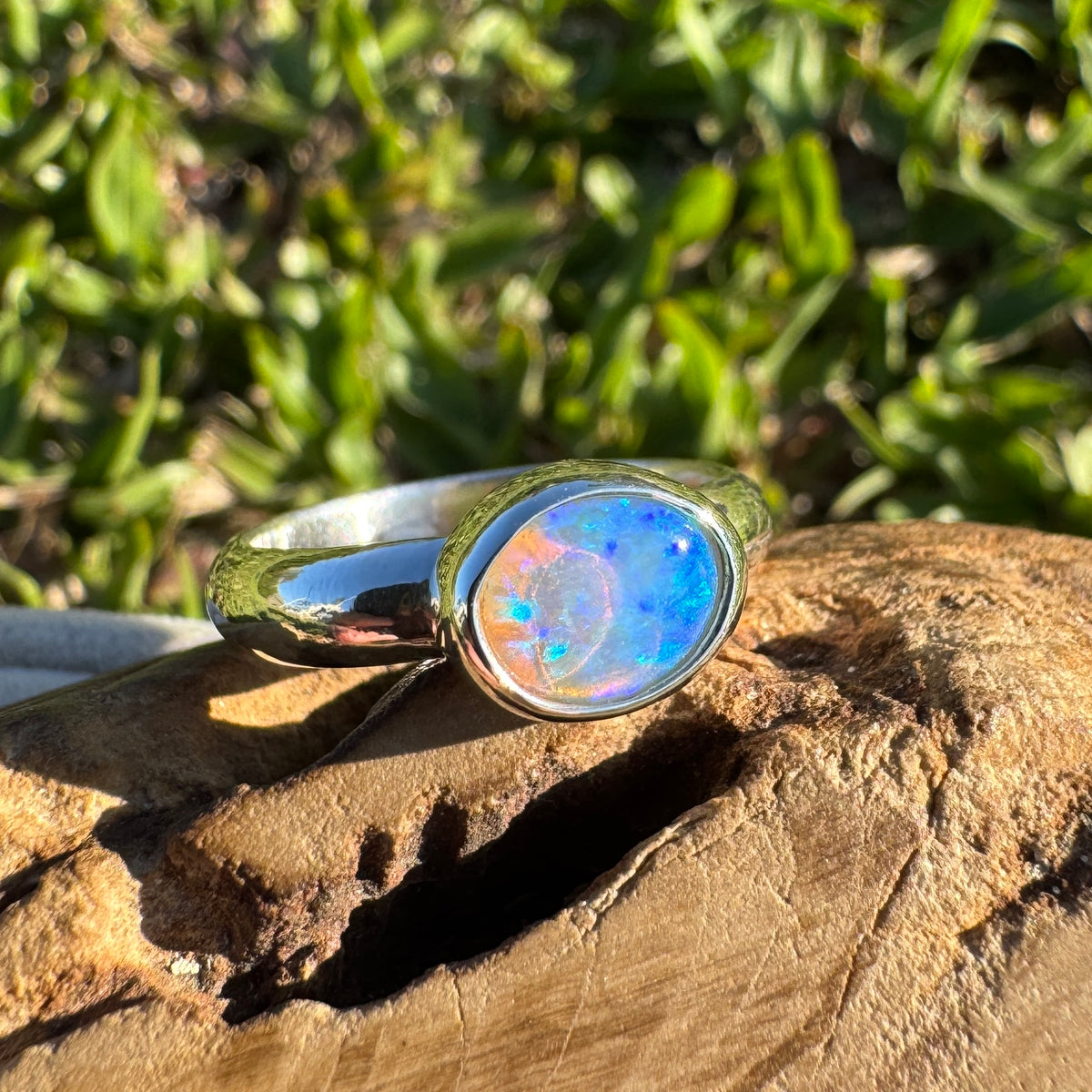 0.5ct Lightning Ridge Opal Ring ~ 'Margaret River Gleam' | 925 Sterling Silver | Solid Australian Opal