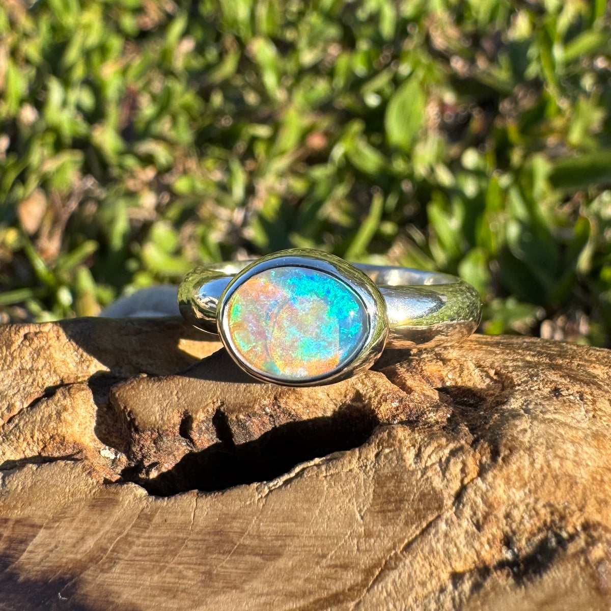 0.5ct Lightning Ridge Opal Ring ~ 'Margaret River Gleam' | 925 Sterling Silver | Solid Australian Opal