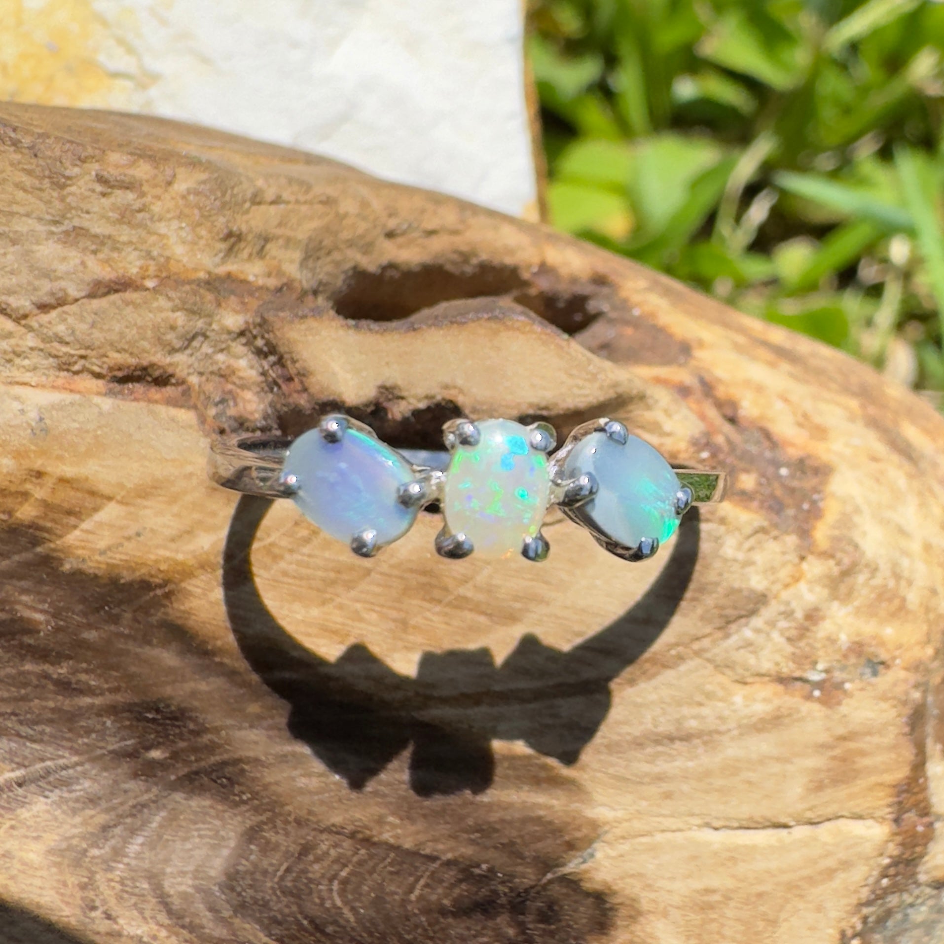 Murrumbidgee Confluence – 0.6ct Solid Lightning Ridge Crystal Opal 925 Sterling Silver Ring