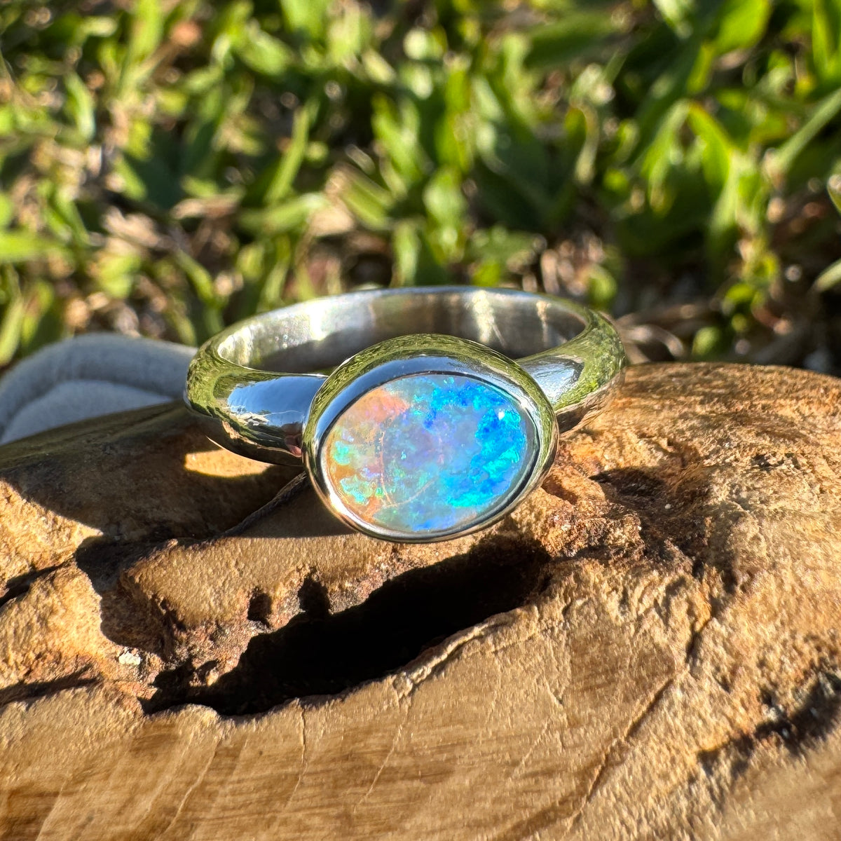 0.5ct Lightning Ridge Opal Ring ~ 'Margaret River Gleam' | 925 Sterling Silver | Solid Australian Opal