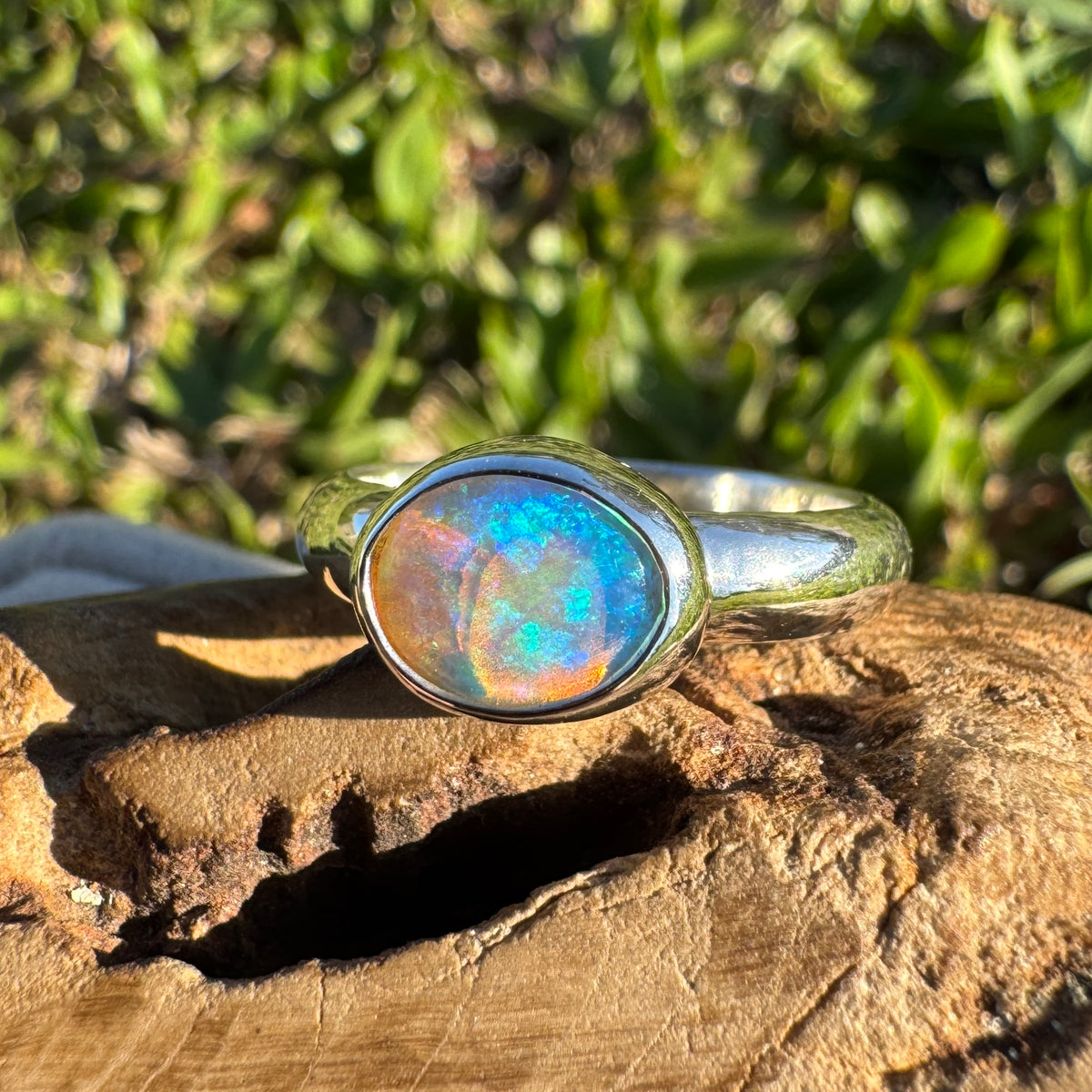 0.5ct Lightning Ridge Opal Ring ~ 'Margaret River Gleam' | 925 Sterling Silver | Solid Australian Opal