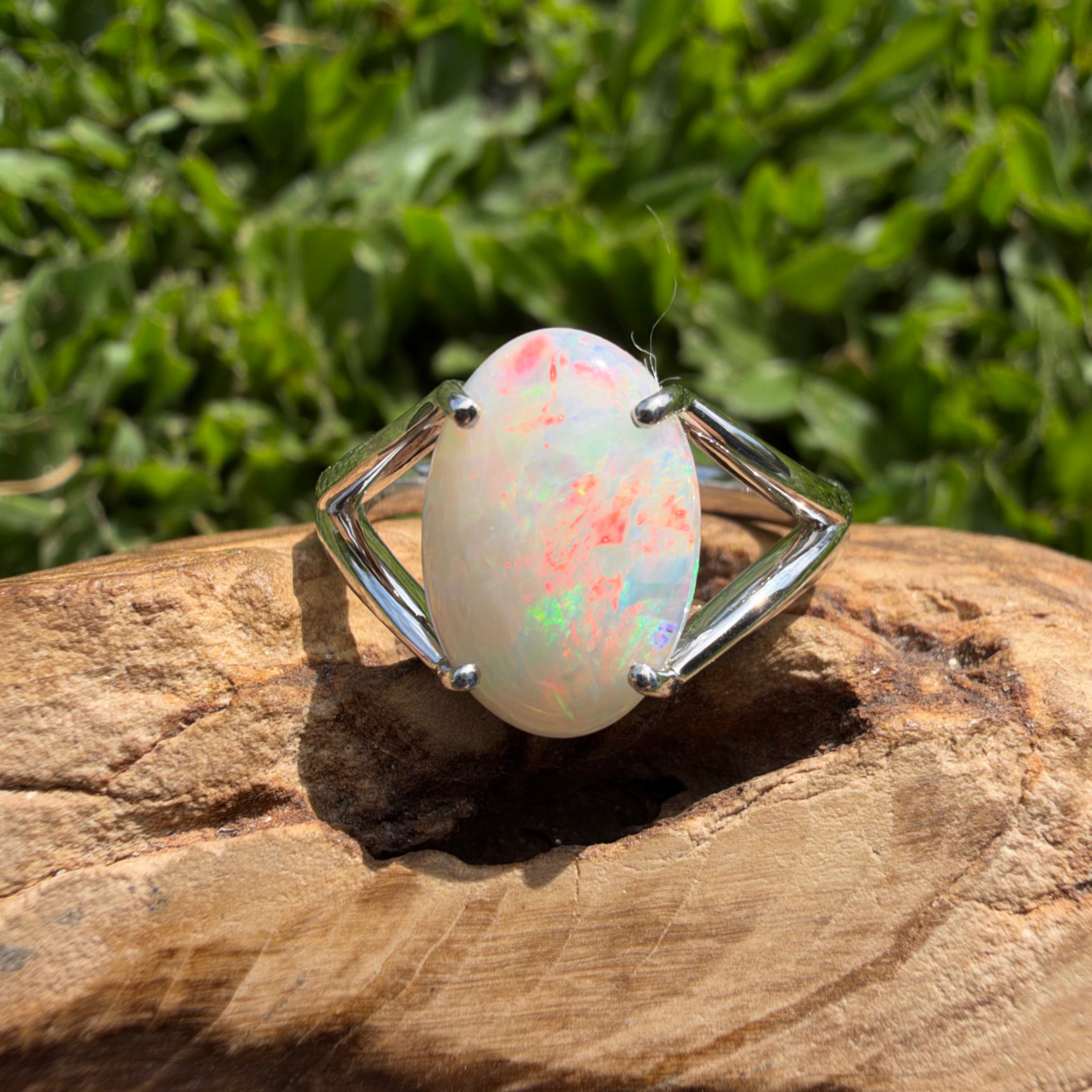2.4ct Coober Pedy Opal Ring ~ 'Flinders Ranges Prism' | 925 Sterling Silver | Solid Australian Opal