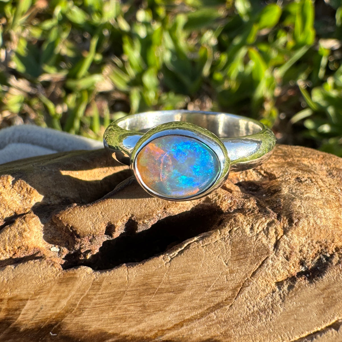 0.5ct Lightning Ridge Opal Ring ~ 'Margaret River Gleam' | 925 Sterling Silver | Solid Australian Opal
