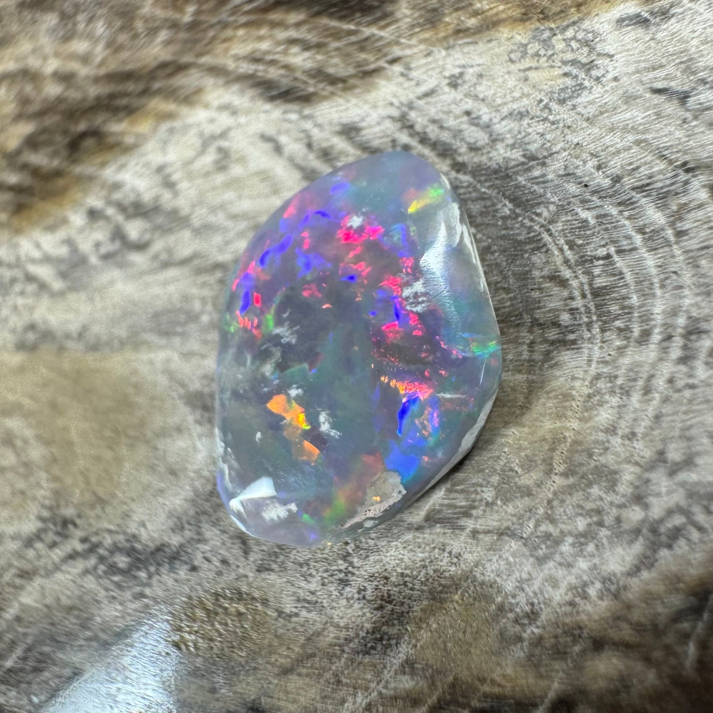 Hand-Cut Solid Lightning Ridge Semi Black Opal 1.2carat