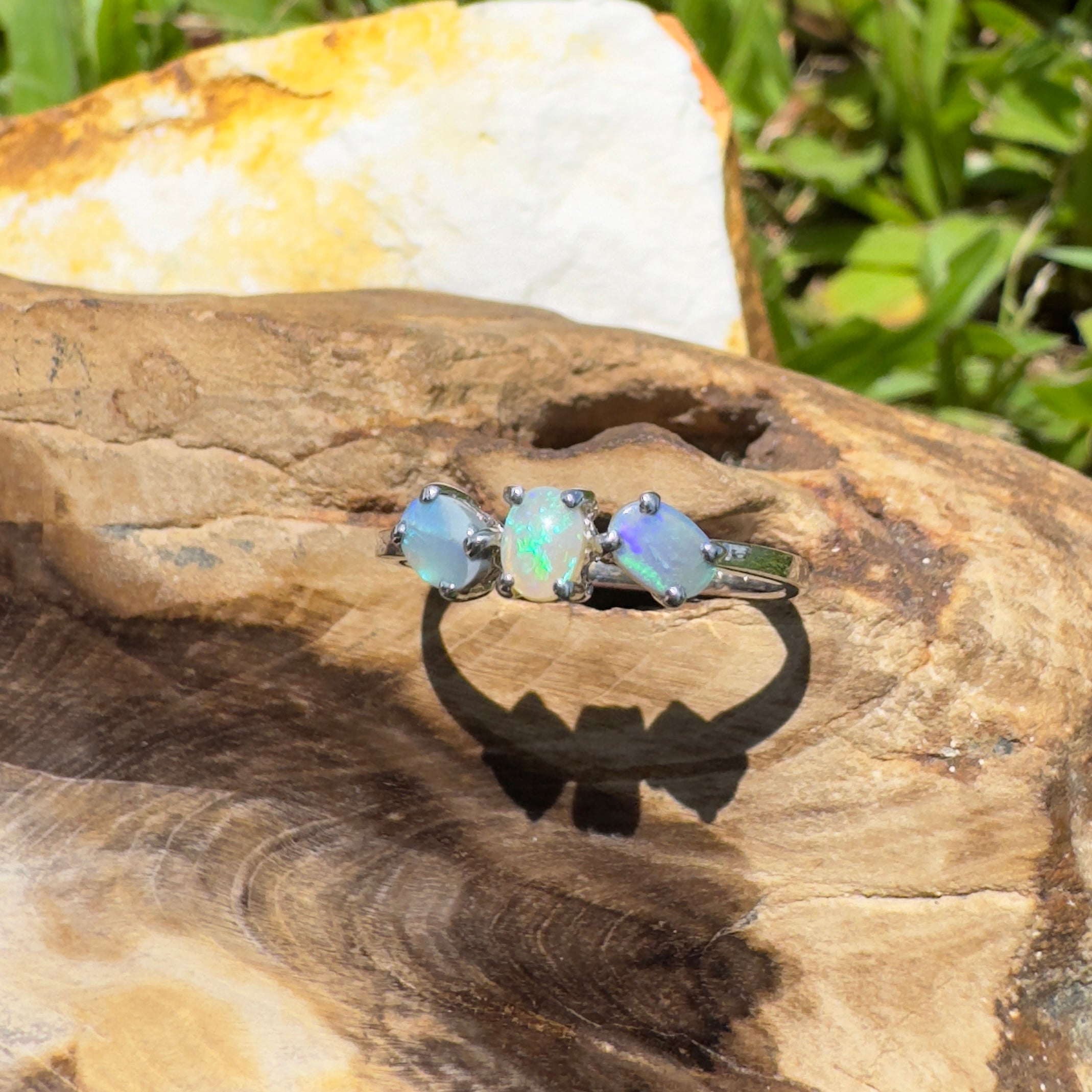 Murrumbidgee Confluence – 0.6ct Solid Lightning Ridge Crystal Opal 925 Sterling Silver Ring