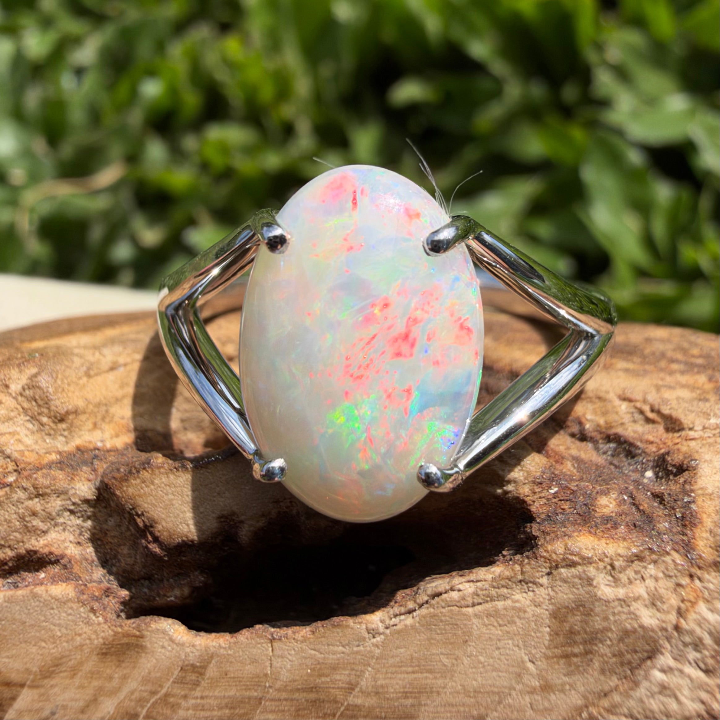 2.4ct Coober Pedy Opal Ring ~ 'Flinders Ranges Prism' | 925 Sterling Silver | Solid Australian Opal