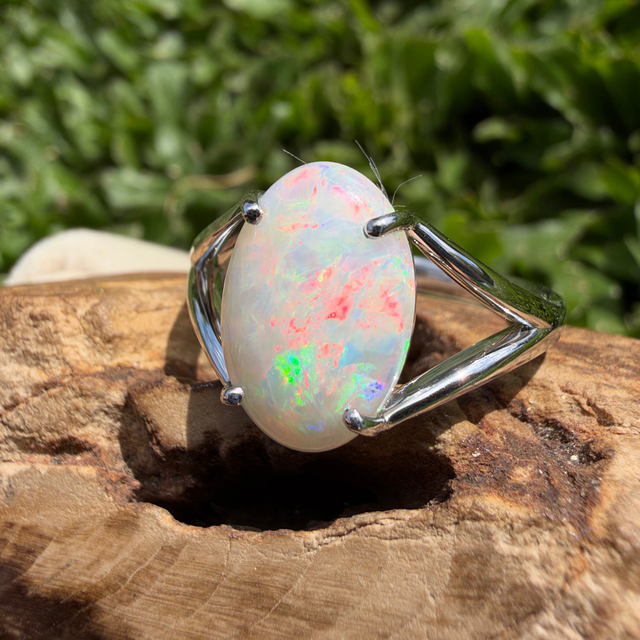 2.4ct Coober Pedy Opal Ring ~ 'Flinders Ranges Prism' | 925 Sterling Silver | Solid Australian Opal