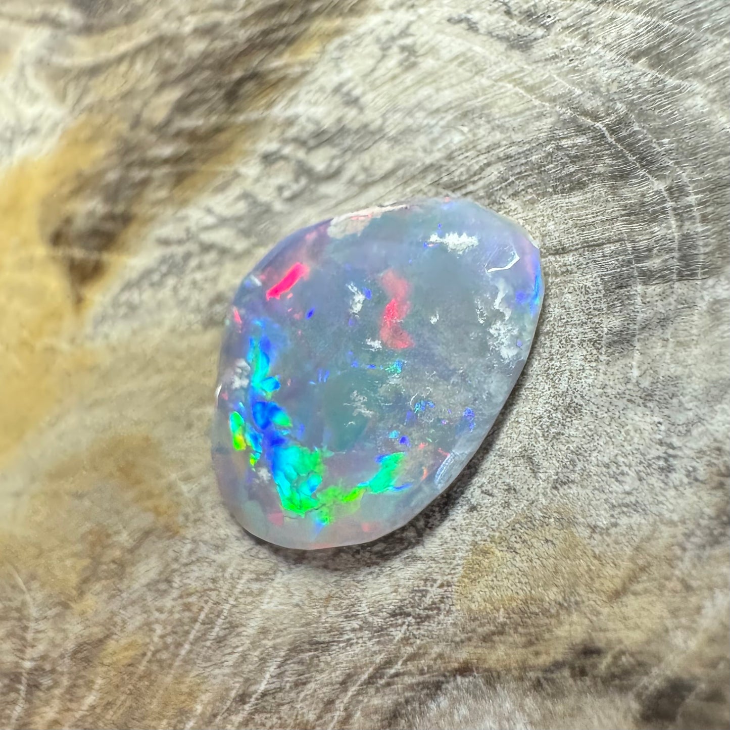 Hand-Cut Solid Lightning Ridge Semi Black Opal 1.2carat