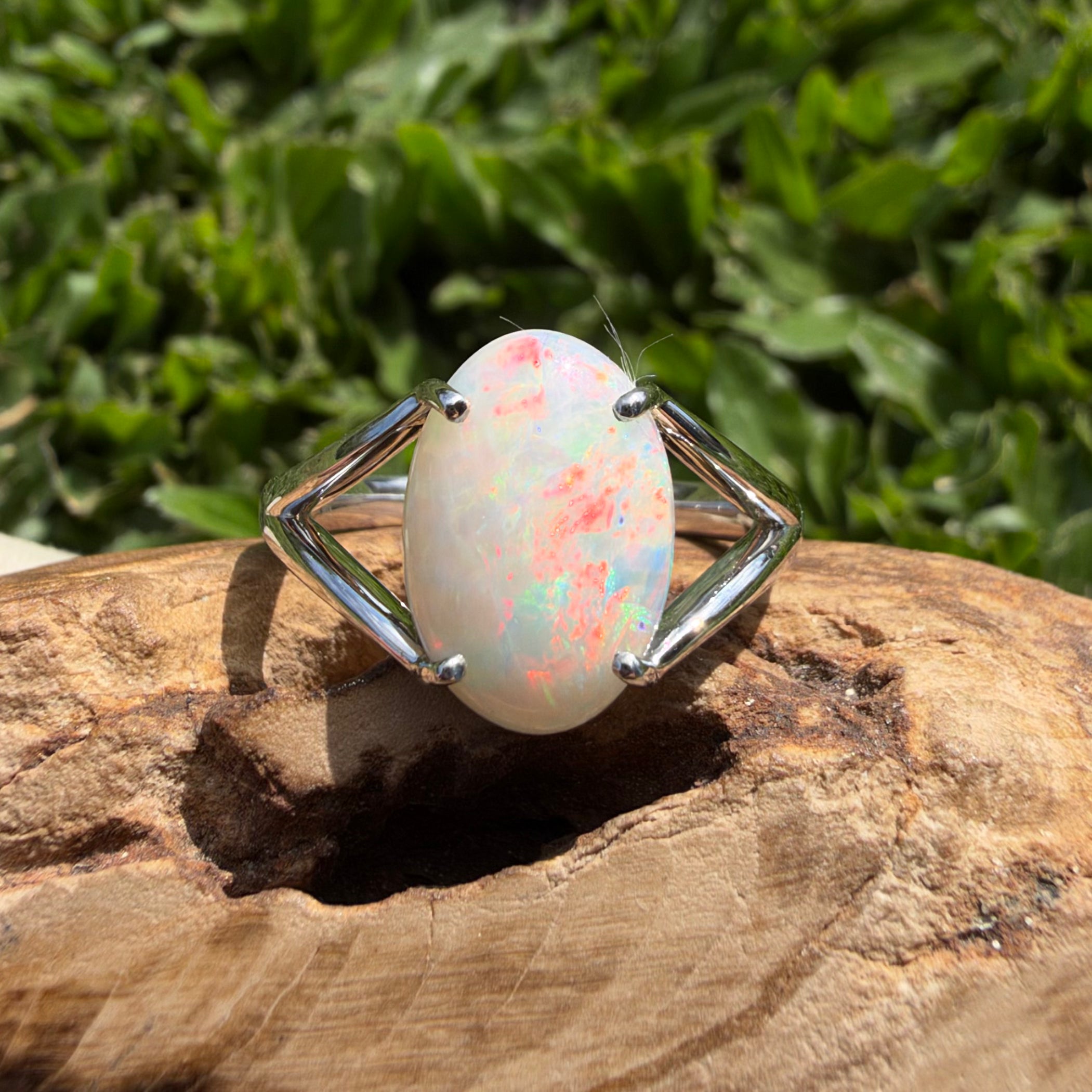 2.4ct Coober Pedy Opal Ring ~ 'Flinders Ranges Prism' | 925 Sterling Silver | Solid Australian Opal