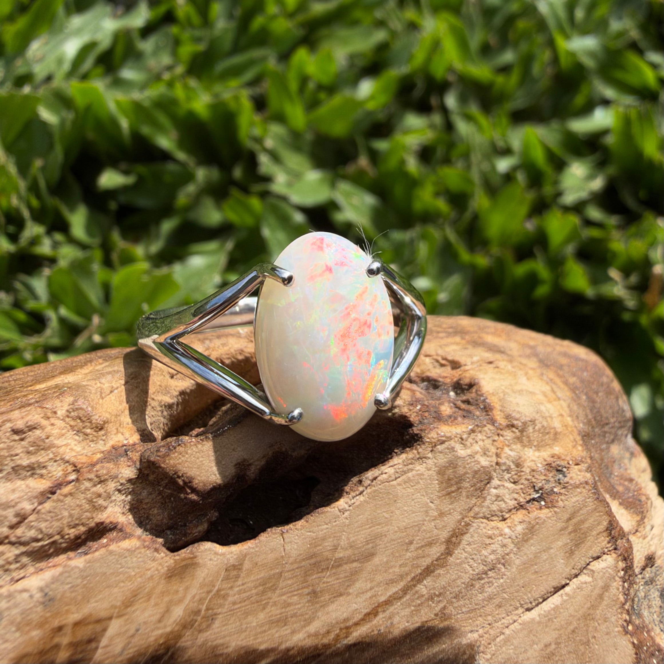 2.4ct Coober Pedy Opal Ring ~ 'Flinders Ranges Prism' | 925 Sterling Silver | Solid Australian Opal