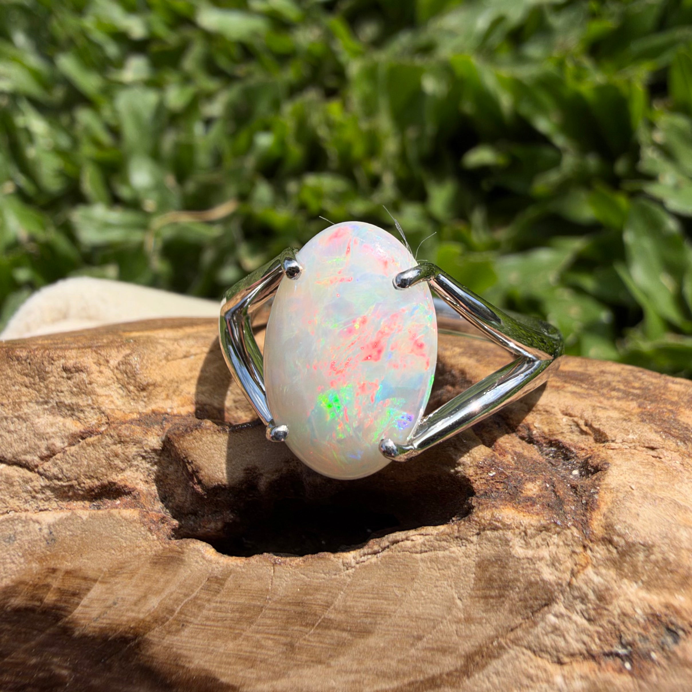 2.4ct Coober Pedy Opal Ring ~ 'Flinders Ranges Prism' | 925 Sterling Silver | Solid Australian Opal