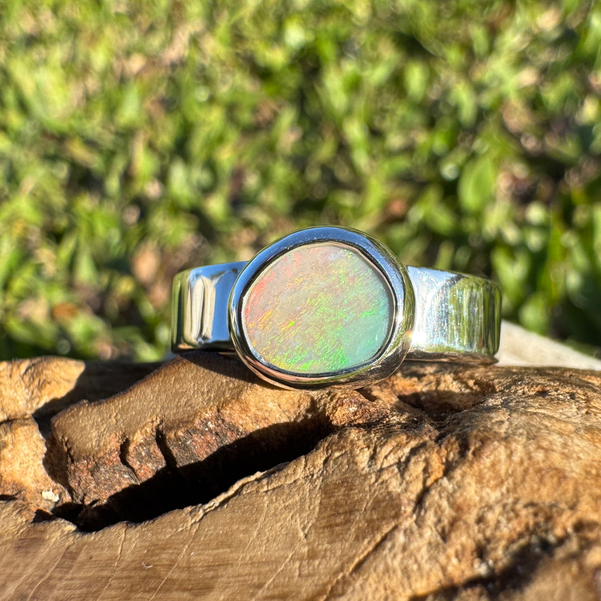 0.9ct Lightning Ridge Opal Ring ~ 'Sunshine Coast Blaze' | 925 Sterling Silver | Solid Australian Opal