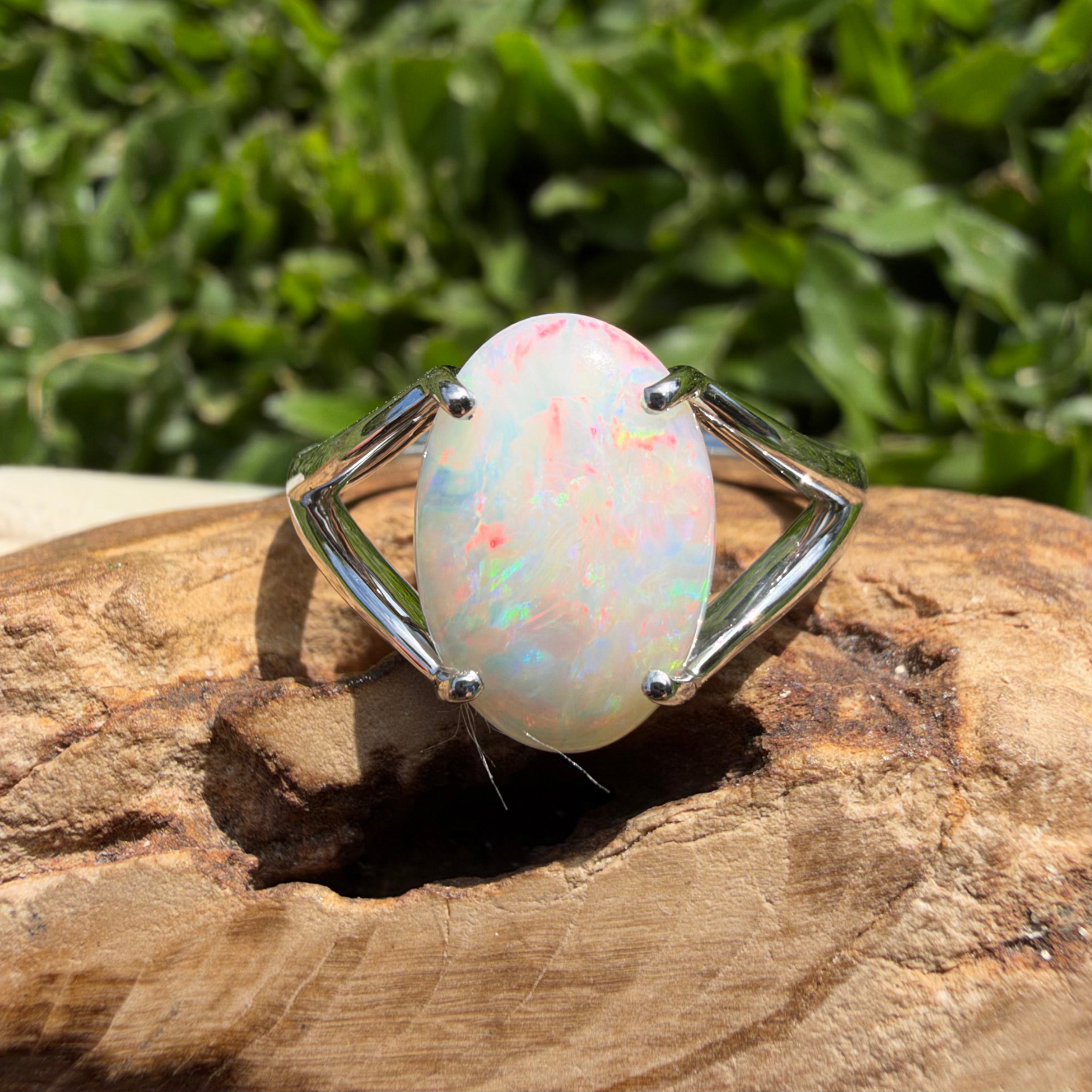 2.4ct Coober Pedy Opal Ring ~ 'Flinders Ranges Prism' | 925 Sterling Silver | Solid Australian Opal